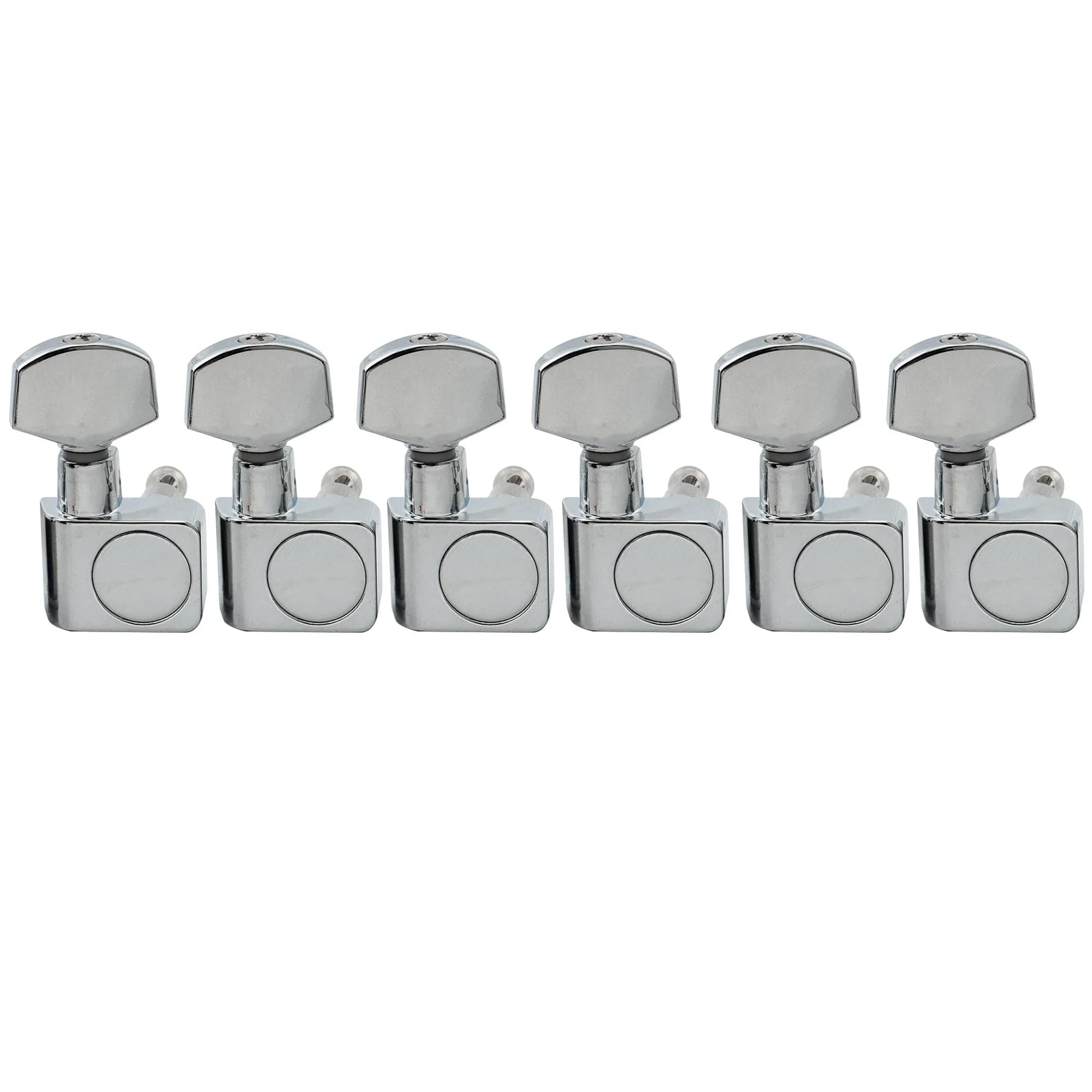 Musiclily Pro 6 inline 2-pins Sealed Guitar Tuners String Tuning Pegs Keys Machine Heads Set for Fender Strat Stratocaster/Tele Telecaster Electric Guitar, Chrome
