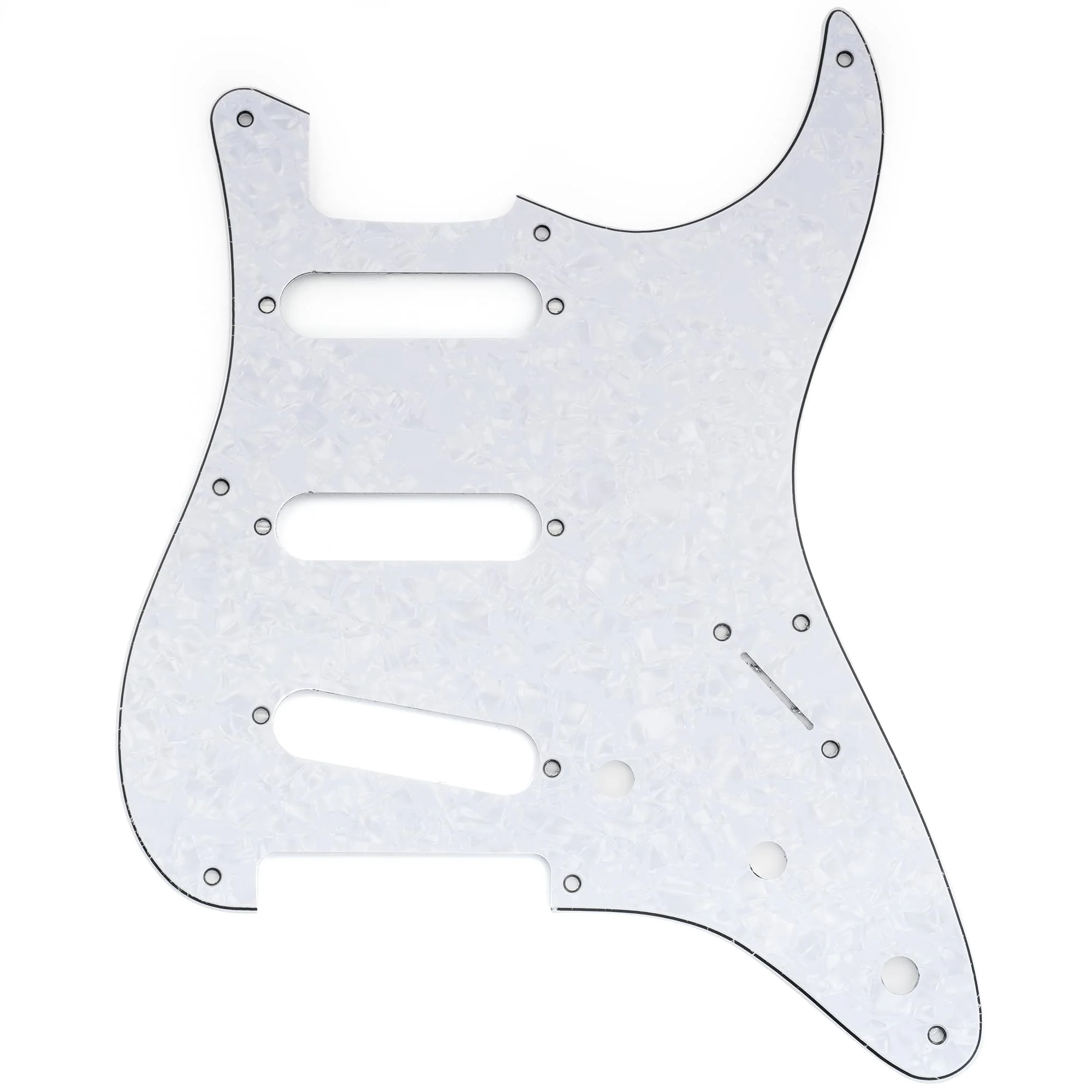 Musiclily Pro 8 Holes ST SSS Pickguard for 2008-2019 China Made Squier Classic Vibe SQ CV 50s Reissue Vintage Strat Style Electric Guitar, 4Ply White Pearl