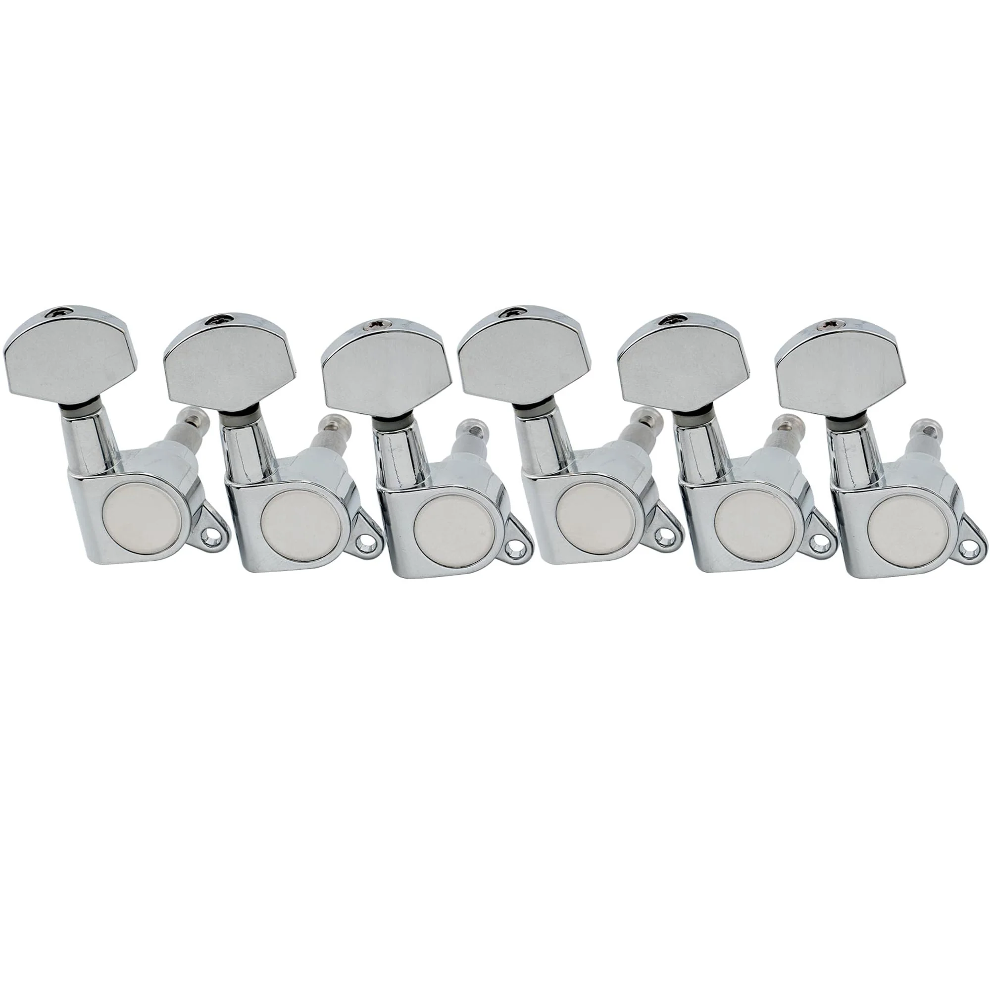 Musiclily Pro R15J 6 in Line Guitar Sealed Tuners Tuning Keys Pegs Machine Heads Set for Fender Strat Tele Style Guitar, Chrome 6R Chrome