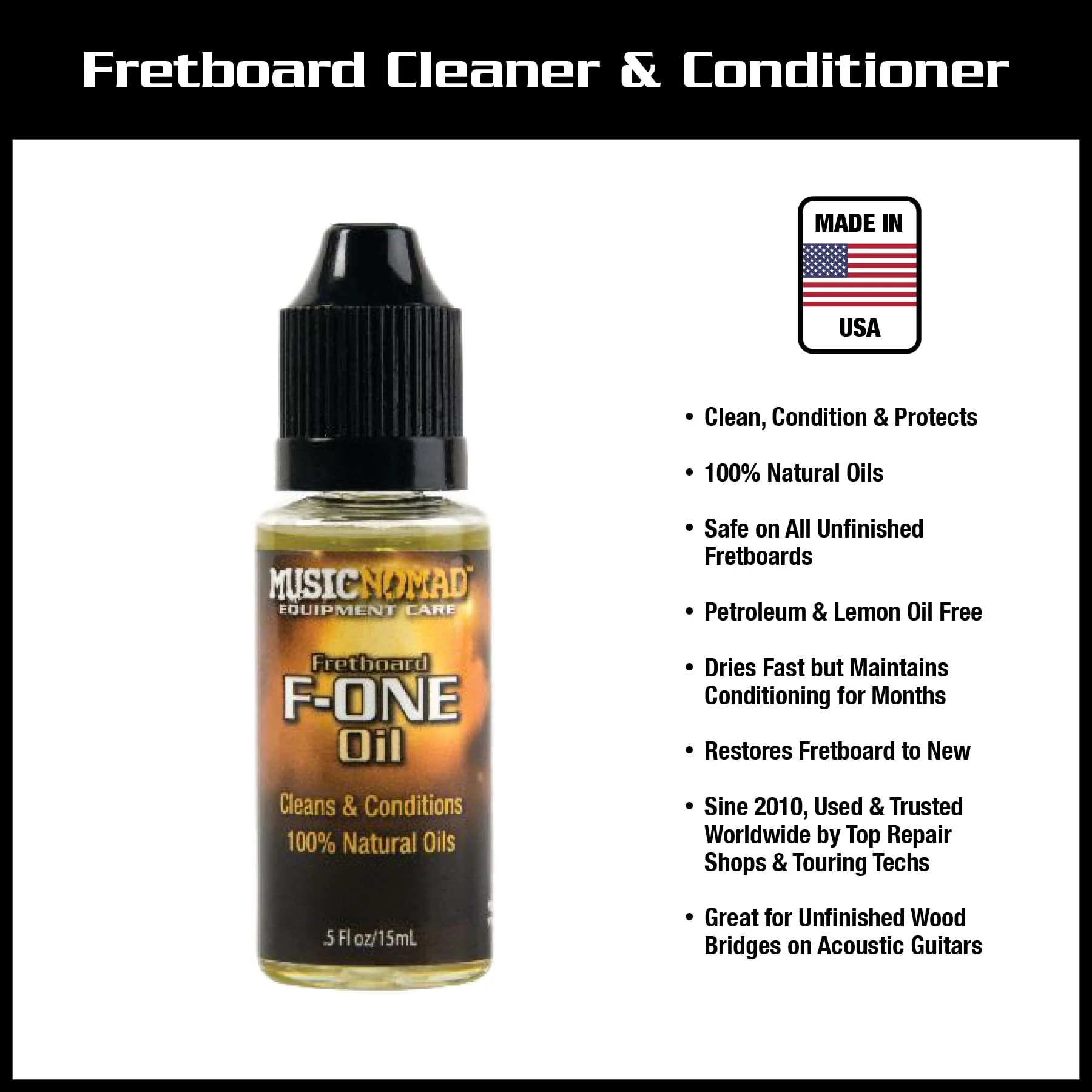 MusicNomad Guitar Cleaner, Fretboard Conditioner Oil, Fret Polish and Microfiber Cloth - 4 pc. Guitar Care Kit - Image 4
