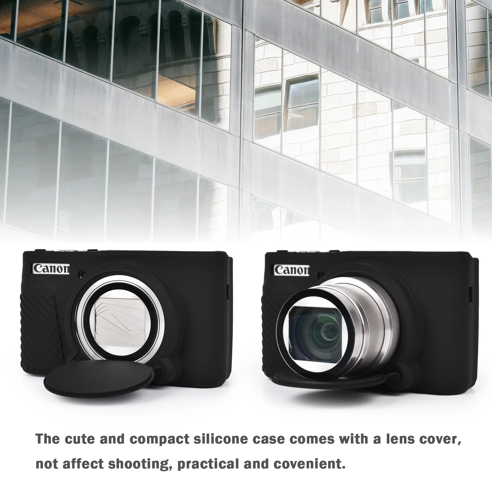 MUZIRI KINOKOO SX730 SX740 Camera Case, Soft Silicone Case for Canon PowerShot SX740/SX730 HS Camera - Anti-Scratch Slim Fit Lightweight Protective Case - Black - Image 7