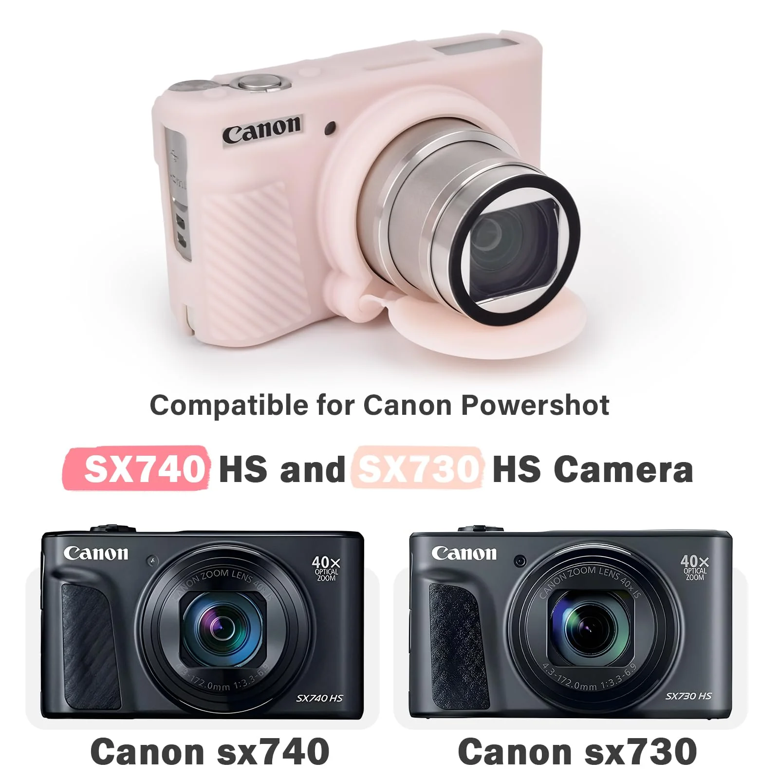 MUZIRI KINOKOO SX730 SX740 Camera Case, Soft Silicone Case for Canon PowerShot SX740/SX730 HS Camera - Anti-Scratch Slim Fit Lightweight Protective Case - Jelly Pink - Image 2