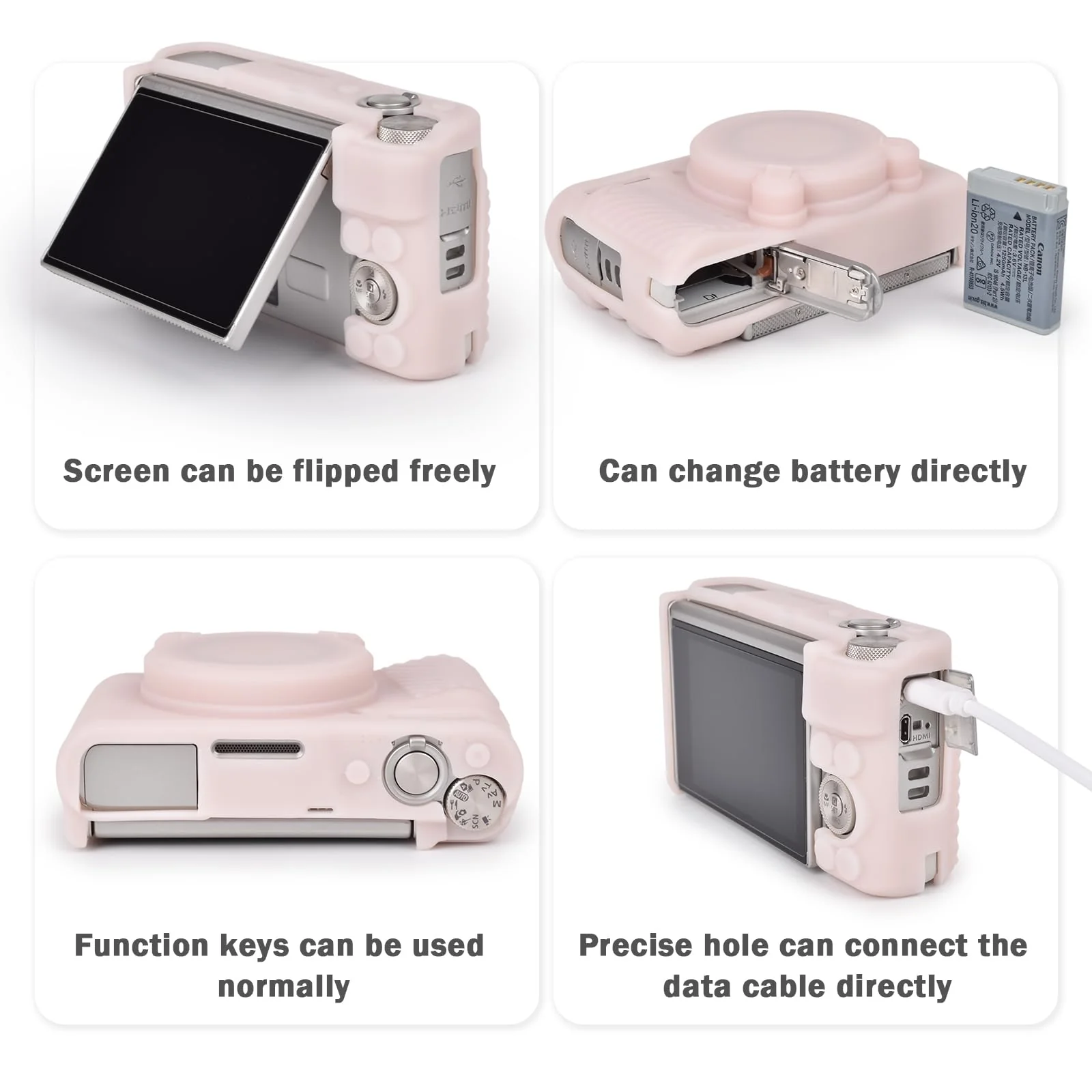 MUZIRI KINOKOO SX730 SX740 Camera Case, Soft Silicone Case for Canon PowerShot SX740/SX730 HS Camera - Anti-Scratch Slim Fit Lightweight Protective Case - Jelly Pink - Image 4