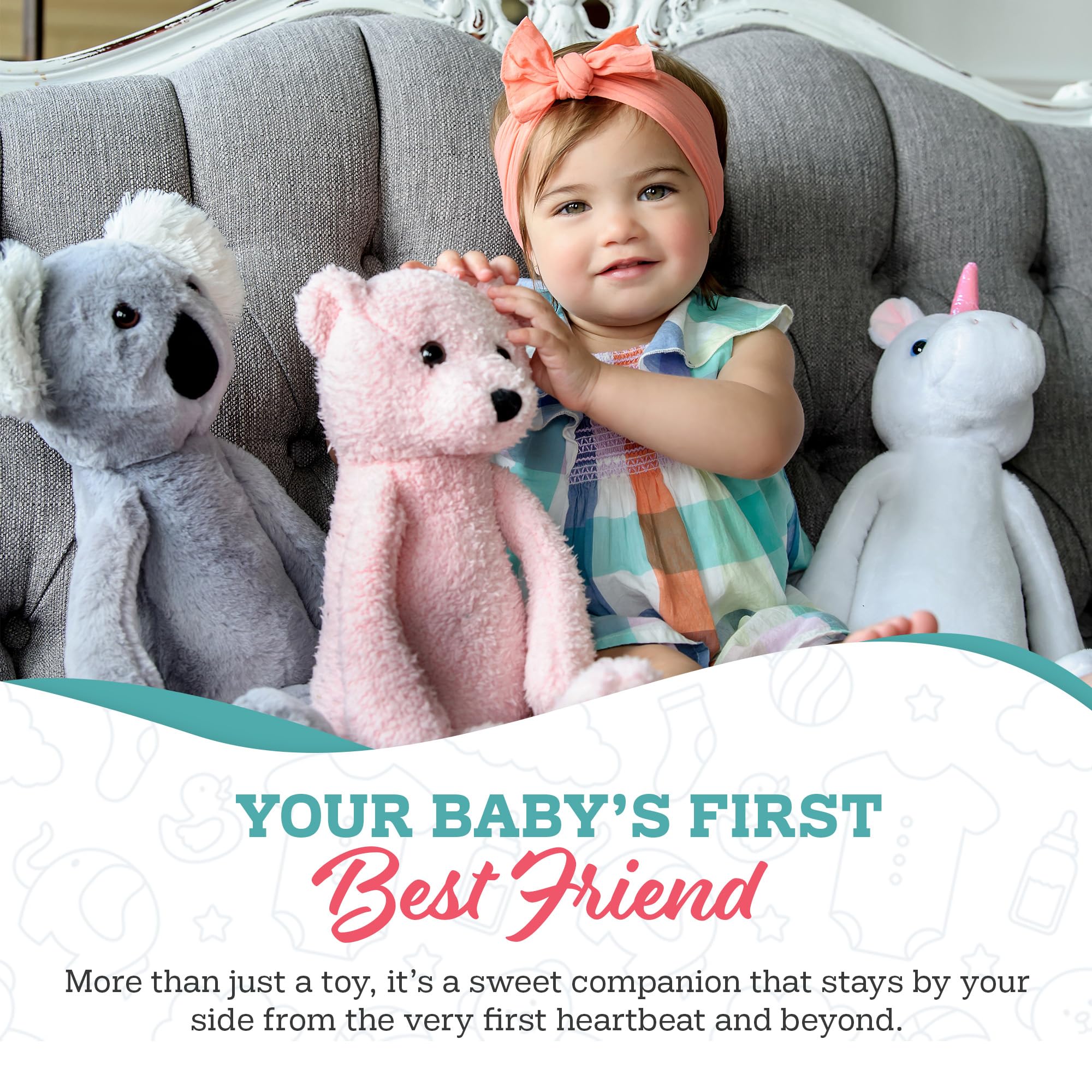 My Baby’s Heartbeat Bear, 20 Second Re-Recordable Voice Recorder Plush Keepsake, 3x5 Ultrasound Frame for Baby’s Heartbeat Memory, Pregnancy (Not a Medical Device), It's a Boy Blue - Image 5