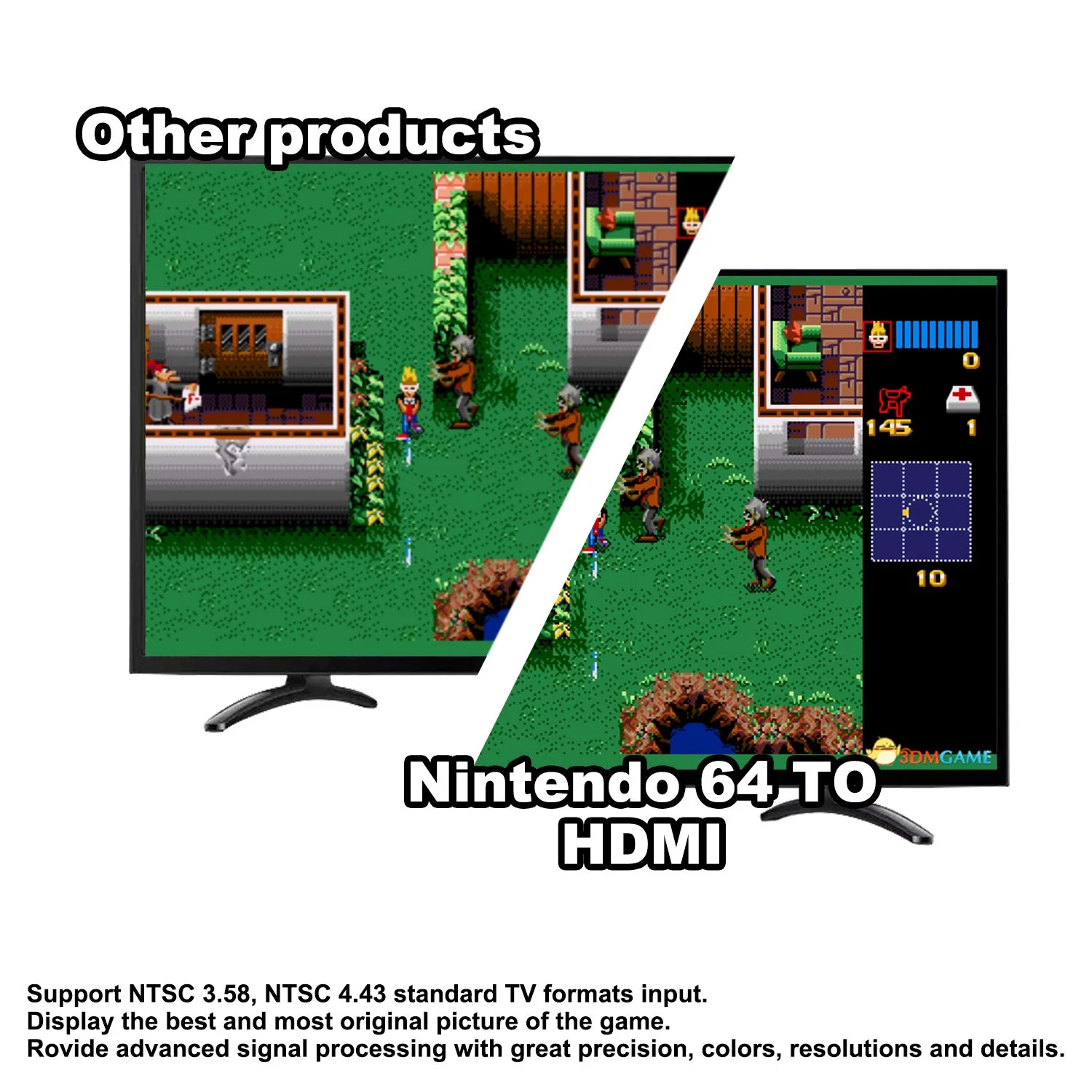 N64 to HDMI Converter Converts N64 Game Console Video Signal to HDMI Signal Easily Connect The Game Console to HDTV Adapter/Converter(Support N64,SNES,SFC,NGC) - Image 3