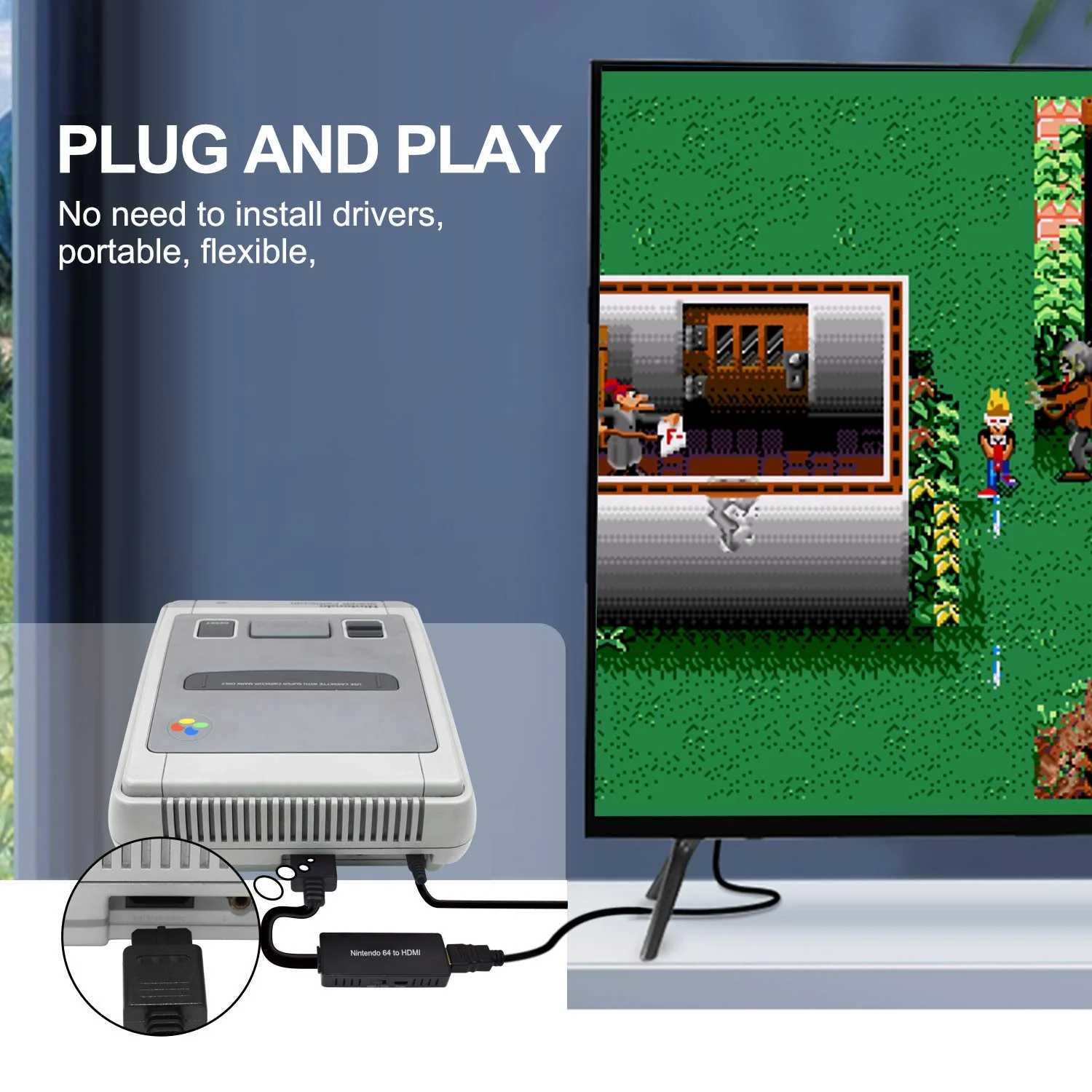 N64 to HDMI Converter Converts N64 Game Console Video Signal to HDMI Signal Easily Connect The Game Console to HDTV Adapter/Converter(Support N64,SNES,SFC,NGC) - Image 4