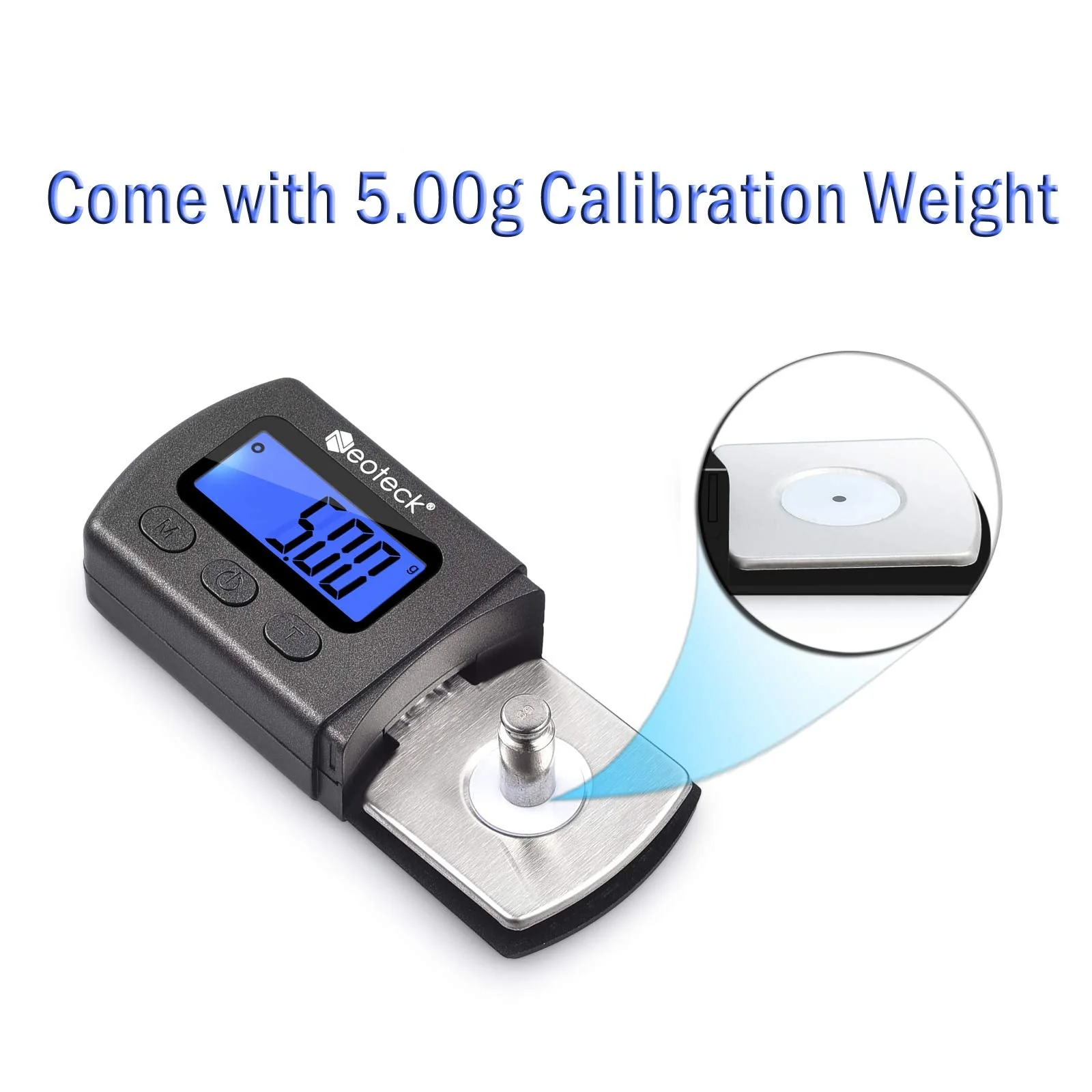Neoteck Digital Turntable Stylus Force Scale Gauge 0.01g/5.00g Blue LCD Backlight for Tonearm Phono Cartridge Black - Image 6