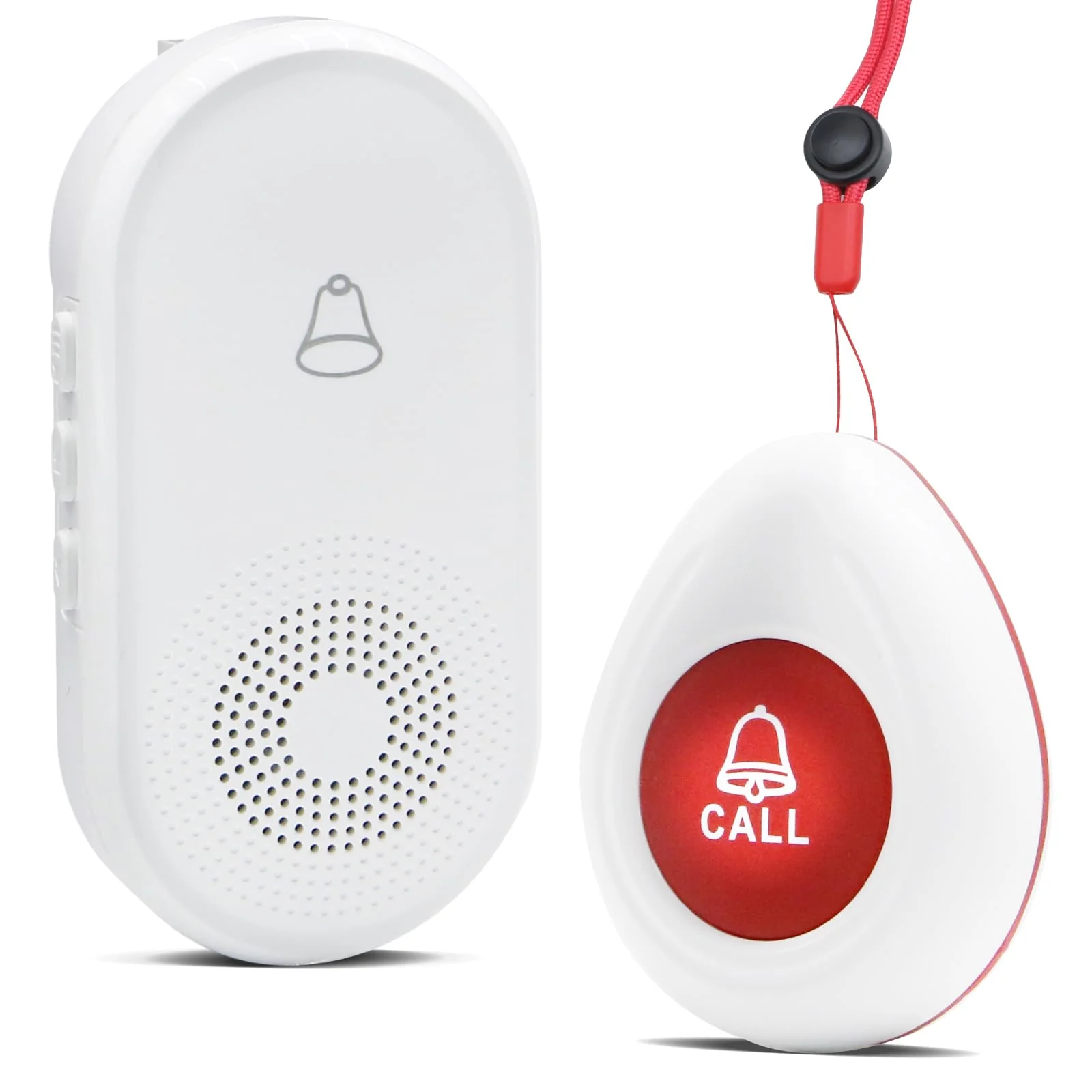 Nestling® Wireless Caregiver Pager SOS Call Button for Elderly Monitoring, Emergency Alert System Call Bell for Nurse Patient Disabled 1 Waterproof Transmitter & 1 Plugin Receiver