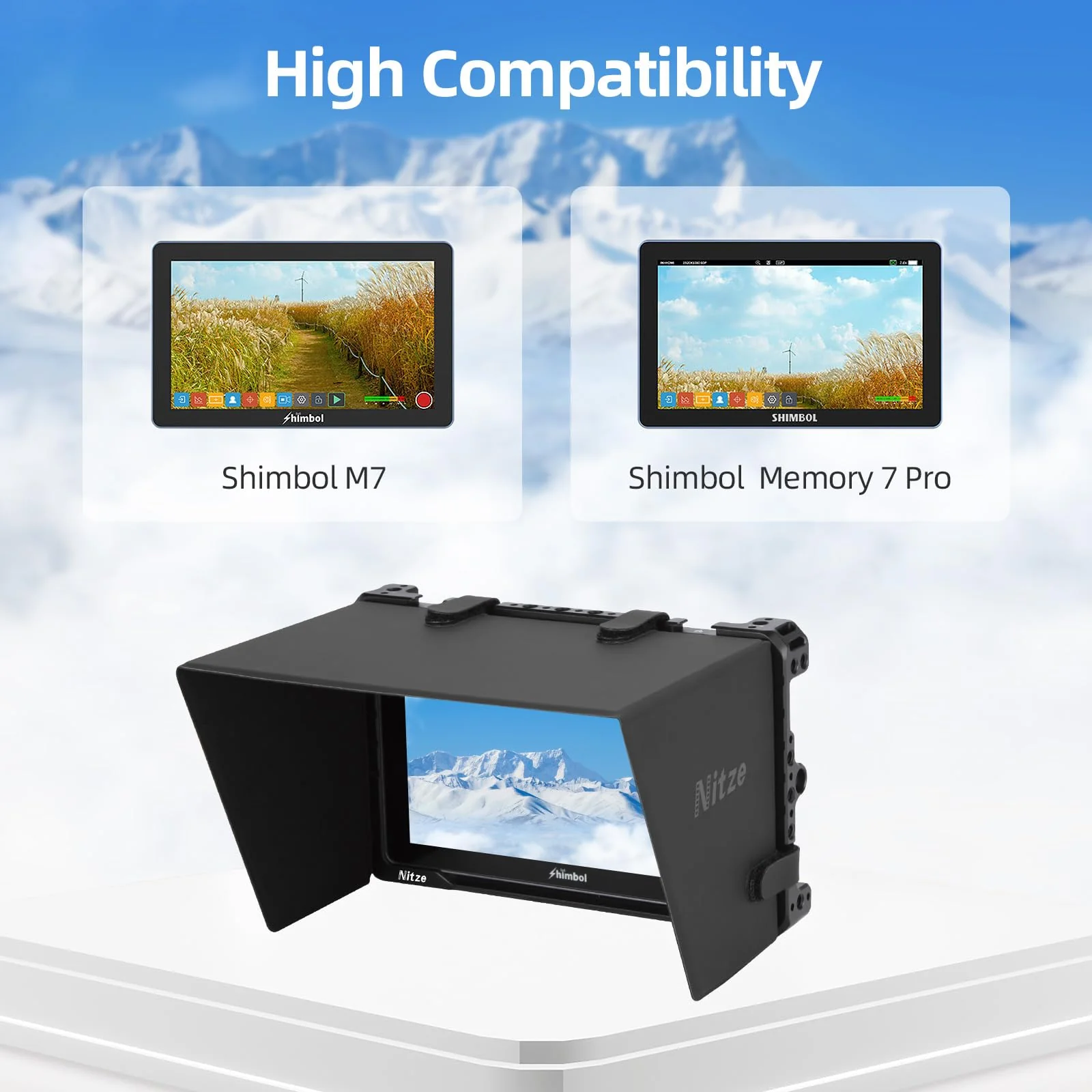Nitze Cage Kit for Shimbol M7/Memory7 Pro Monitor with Sunhood and HDMI Cable Clamp - JT-SB01B - Image 3