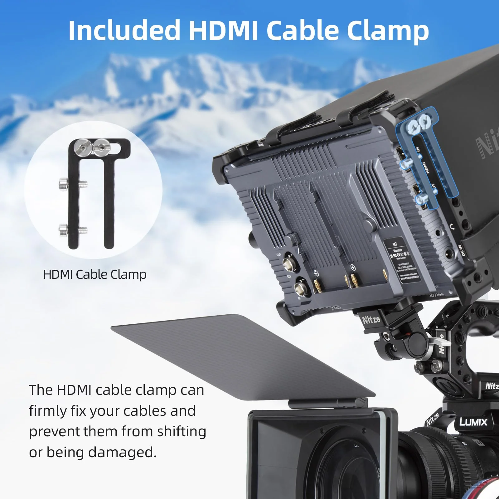 Nitze Cage Kit for Shimbol M7/Memory7 Pro Monitor with Sunhood and HDMI Cable Clamp - JT-SB01B - Image 4