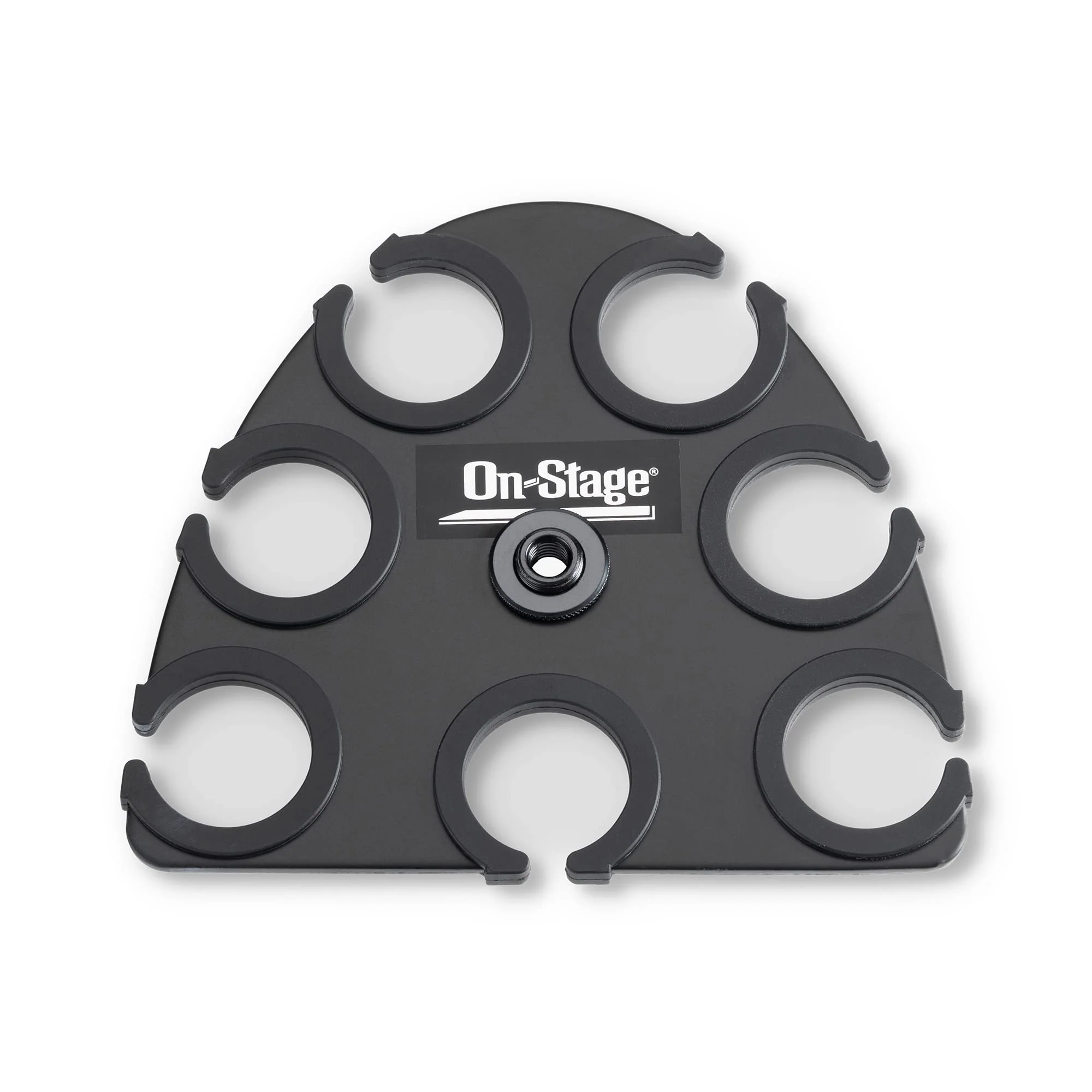 On-Stage MSA2700 Multi-Mic Holder (Microphone Organizer, Display, Caddy, Supports Handheld, Dynamic, Wired, and Wireless Mics, Aluminum, Silicone Padding, Black)