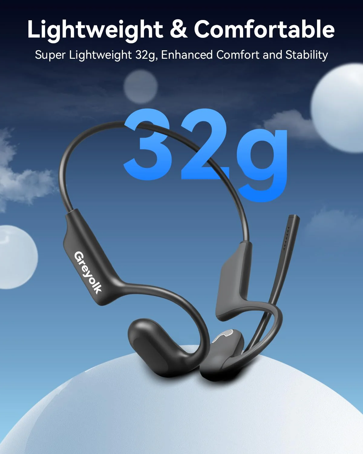 Open Ear Headphones with Mic, Bluetooth Headset with AI Noise Cancellation Microphone Air Conduction Headphones Bluetooth 5.4 Wireless Headset with Mic for Work Call Meeting Driving Sports(Black) - Image 4