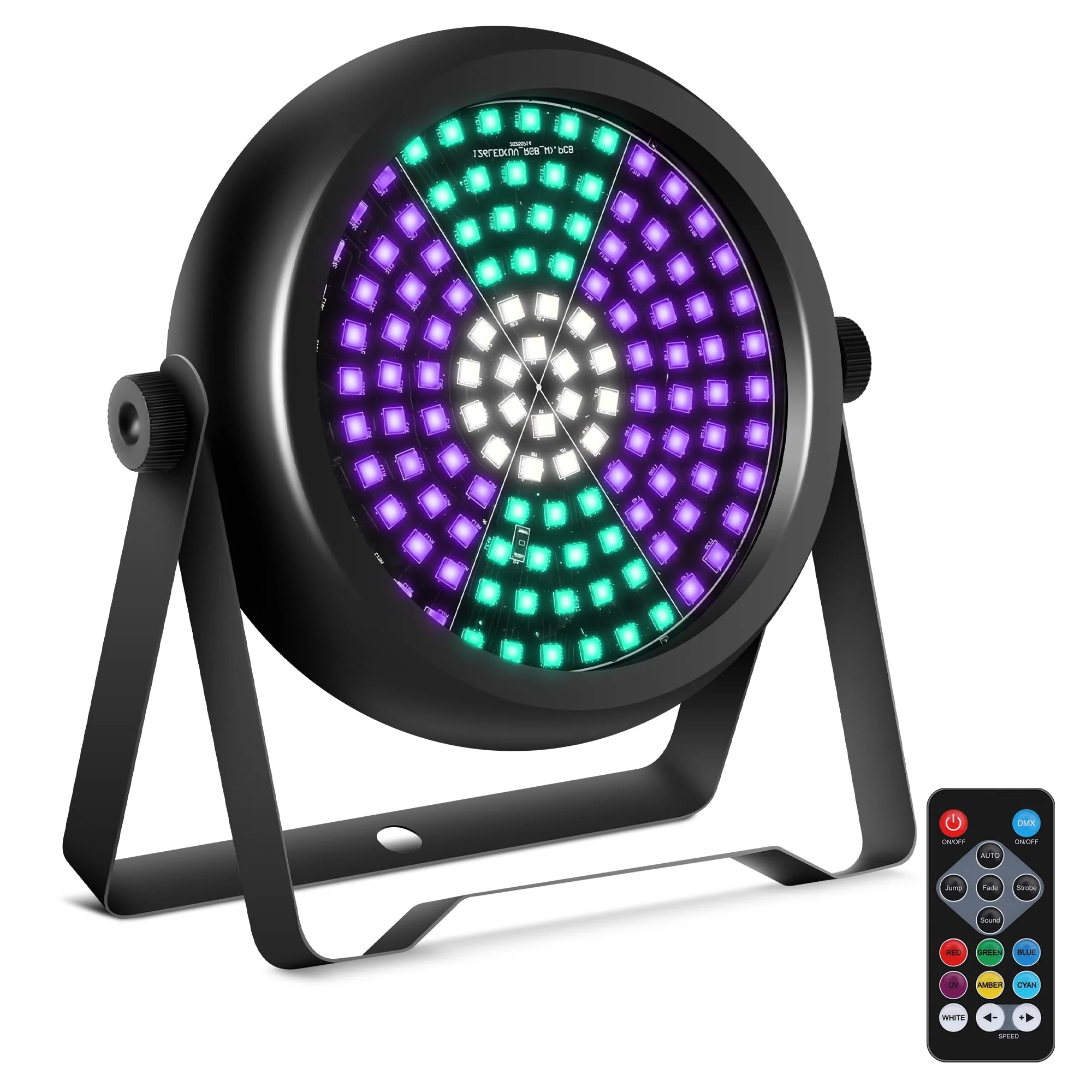 Party Strobe Light,30W 126 LEDs RGB+W+UV 5IN1 Strobe Lights for Parties DJ Par Can Lights with Remote Control Sound Activated&Speed Control DJ Uplights for Birthday Party Halloween Festival 1Pack Strobe Light