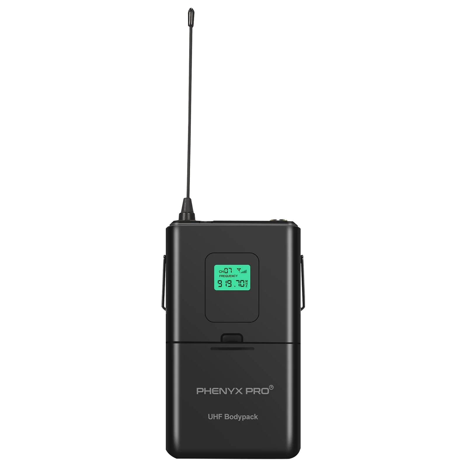 Phenyx Pro Wireless Bodypack Transmitter, 919.7MHz UHF Cardioid Pattern Wireless BodyPack Microphone, Fixed Frequency, 260 FT Range, for PTU-5000/PTU-4000 Series (PWB-5-919.7)