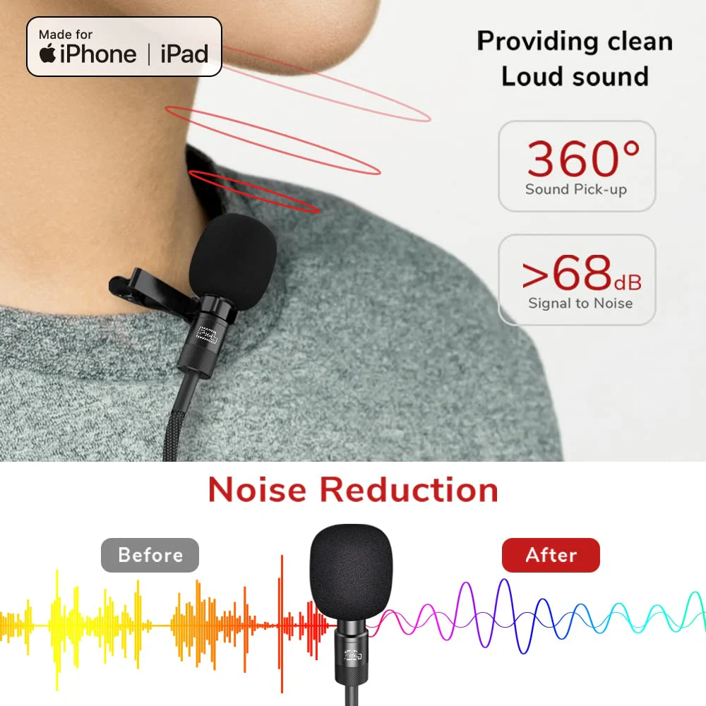 PIXEL Mini Lavalier Microphone for iPhone iPad (Apple MFi-Certified), Lightning Mini Lapel Mic for YouTube TikTok Video Recording Vlogging Live Streaming (6.5ft) 6.5ft (2m) - Image 3