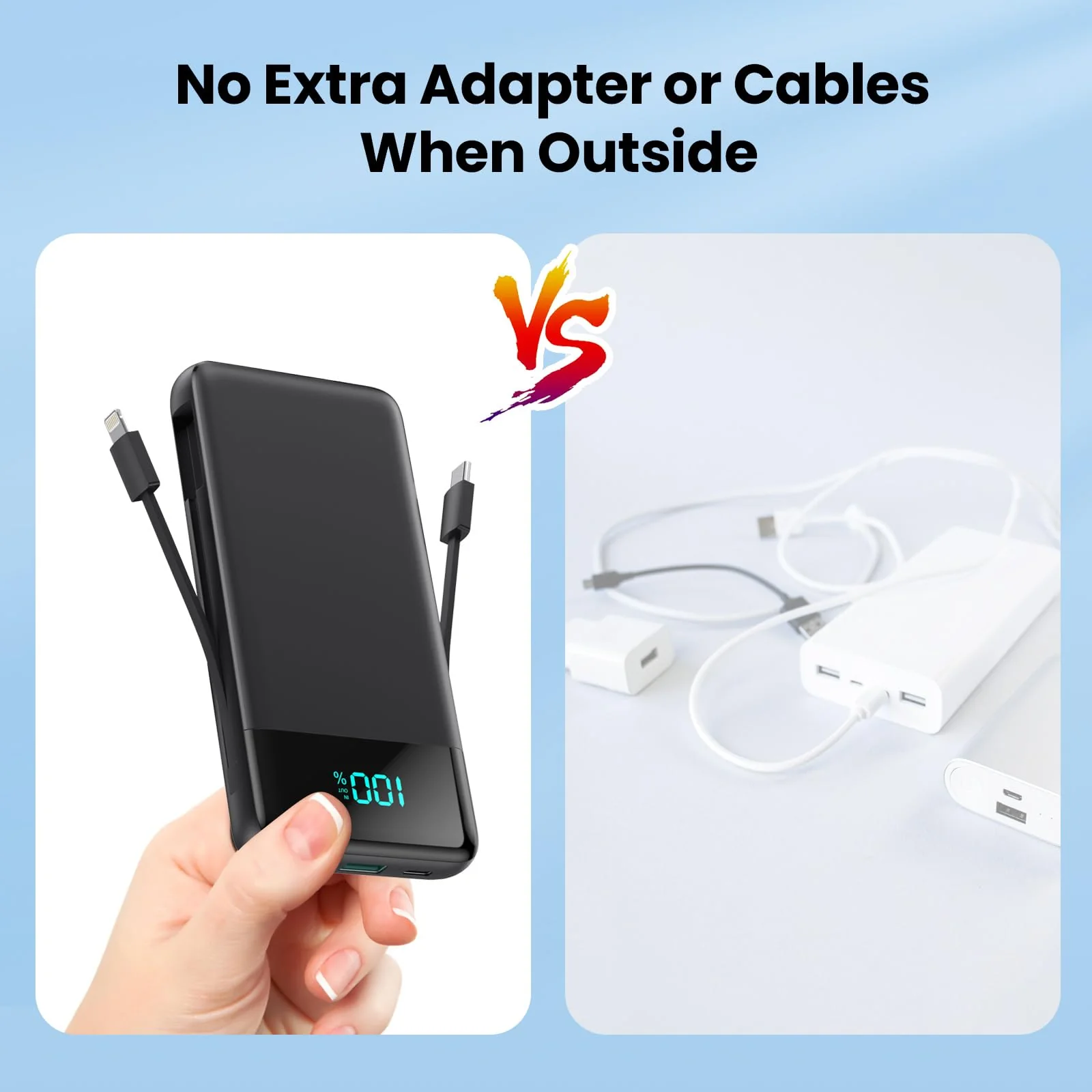 Portable Charger for iPhone with Built in Cables and Wall Plug,Upgraded 13800mAh Fast Charging USB C Power Bank,4 Outputs Travel Essential Battery Pack Compatible with iPhone 16/15/14,Samsung,Android Black - Image 4