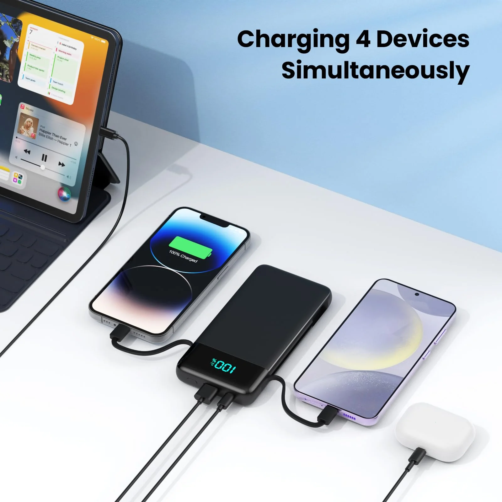 Portable Charger for iPhone with Built in Cables and Wall Plug,Upgraded 13800mAh Fast Charging USB C Power Bank,4 Outputs Travel Essential Battery Pack Compatible with iPhone 16/15/14,Samsung,Android Black - Image 7