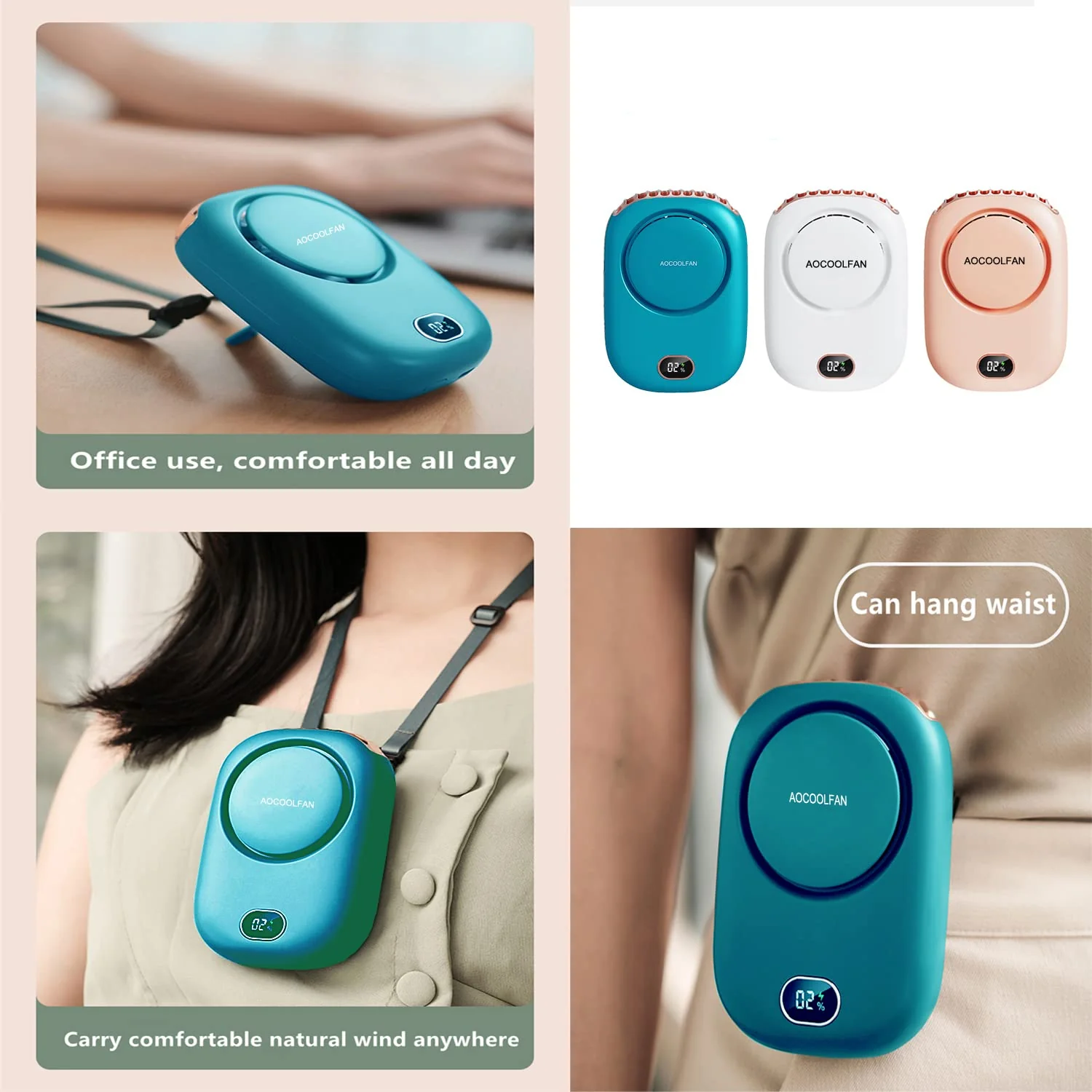 Portable Neck Fan, Handheld Mini Fan Small Personal Fan, Hand Held Fan USB Rechargeable Eyelash Fan for Kids Girls Boys Woman Man Home Outdoor Travel (Blue) Blue - Image 4