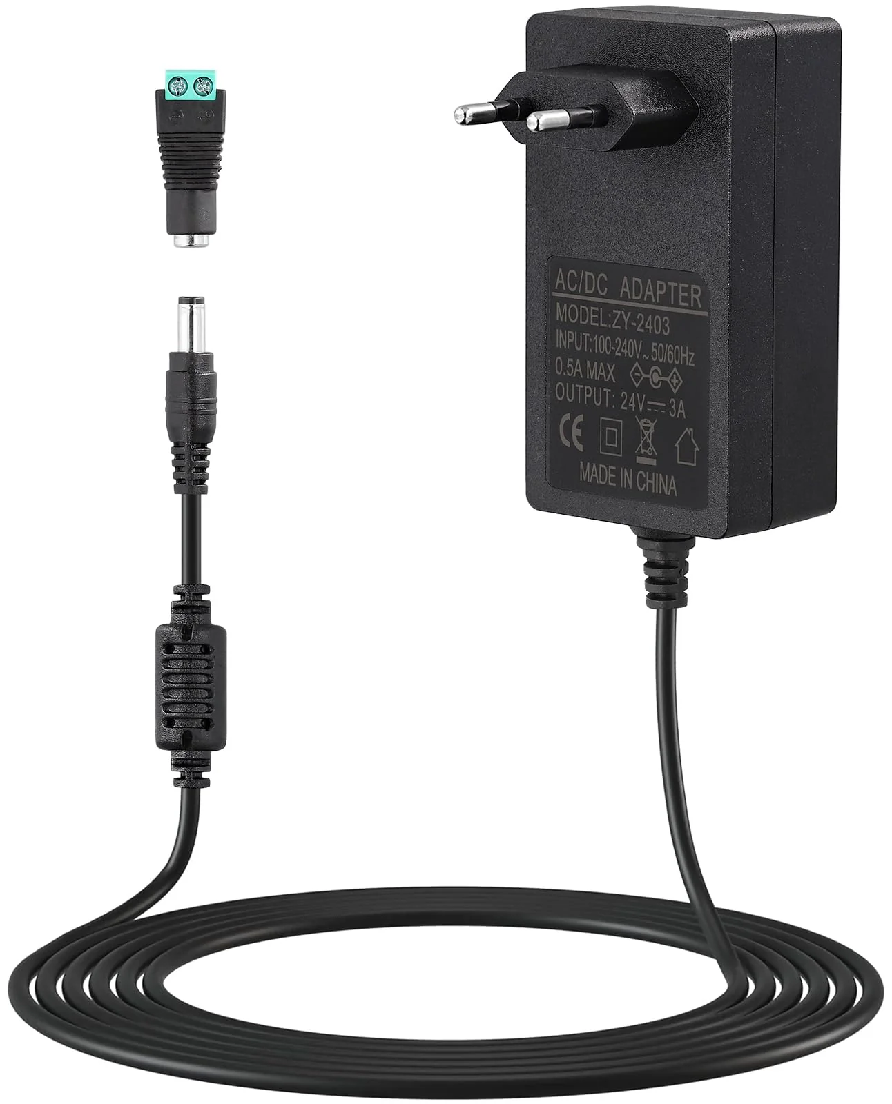 Power Supply Adapter 24V 3A 72W Universal Transformer 100-240AC 50/60hz Power Supply AC to DC Converter Transformer for 24V Strip Driver