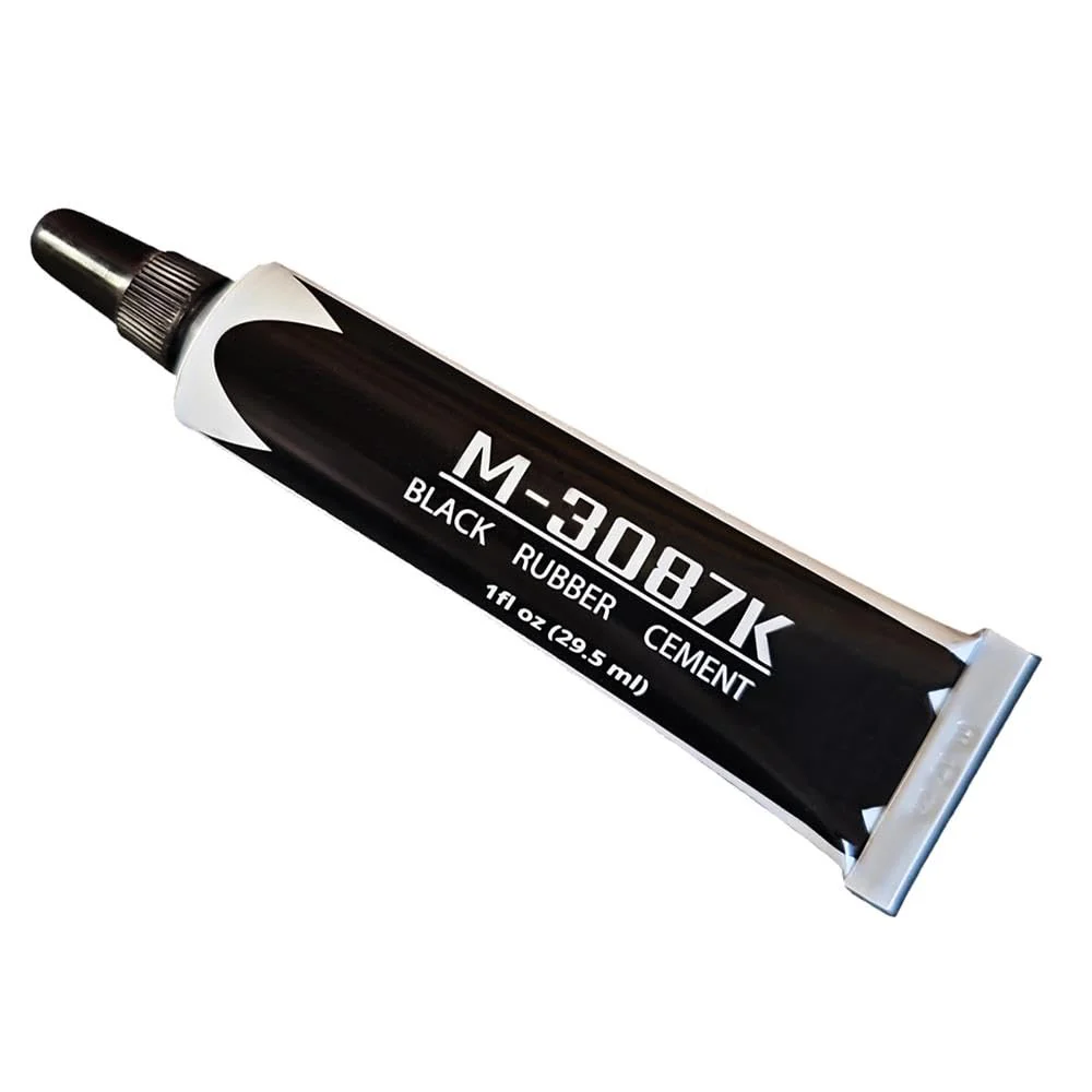 Pro-Grade Black Rubberized Speaker Repair Adhesive Glue 1 oz Aluminum Crimped Tube for Log Shelf Life - Solvent Based Rubber Cement - Dries Black