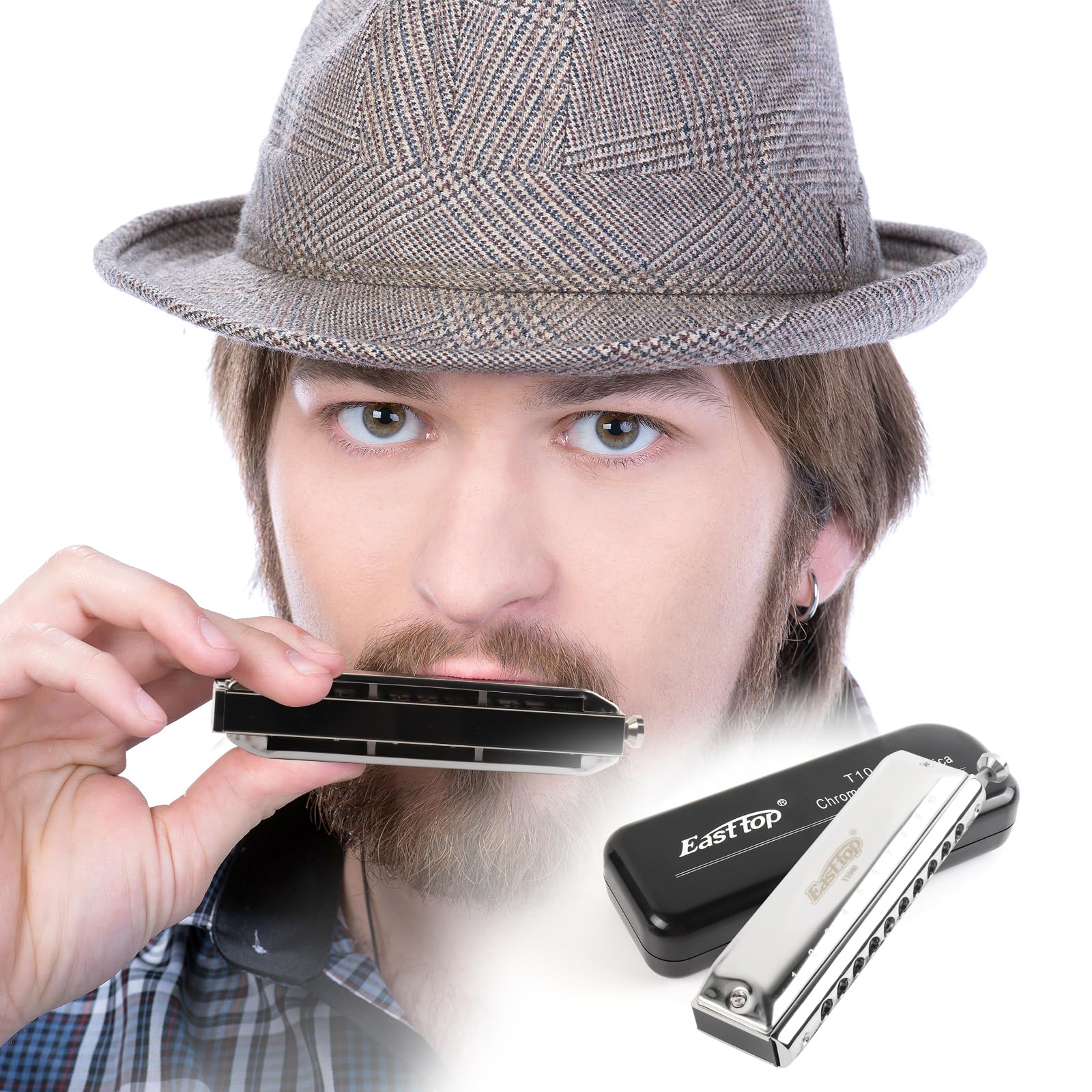 Professional Chromatic Harmonica C Key,Standard 10 Holes 40 Tones Mouth Organ T10-40 Harmonica for Adults,Professionals and Students(T10-40) - Image 6
