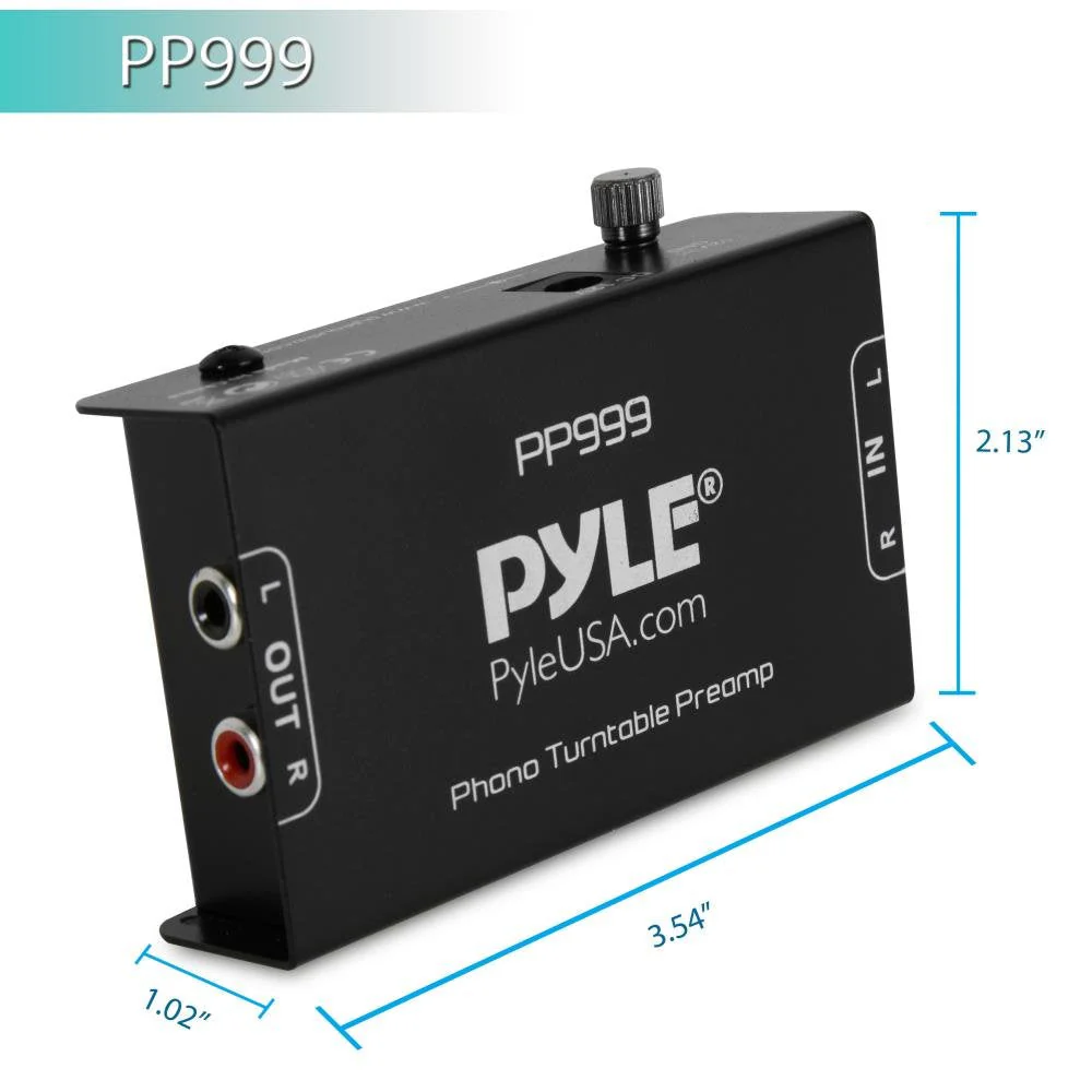 Pyle Phono Turntable Preamp - Mini Electronic Audio Stereo Phonograph Preamplifier with RCA Input, RCA Output & Low Noise Operation Powered by 12 Volt DC Adapter - PP999 , Black Single - Image 3