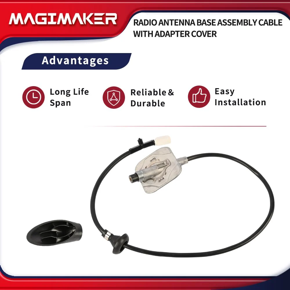 Radio Antenna Base Assembly Cable with Adapter Cover 5064394AH Compatible with Dodge Ram 1500 2500 3500 4500 5500 2009-2021 Replace 5064394AG 5064395AE Tube Antenna Base Mast Kit - Image 4