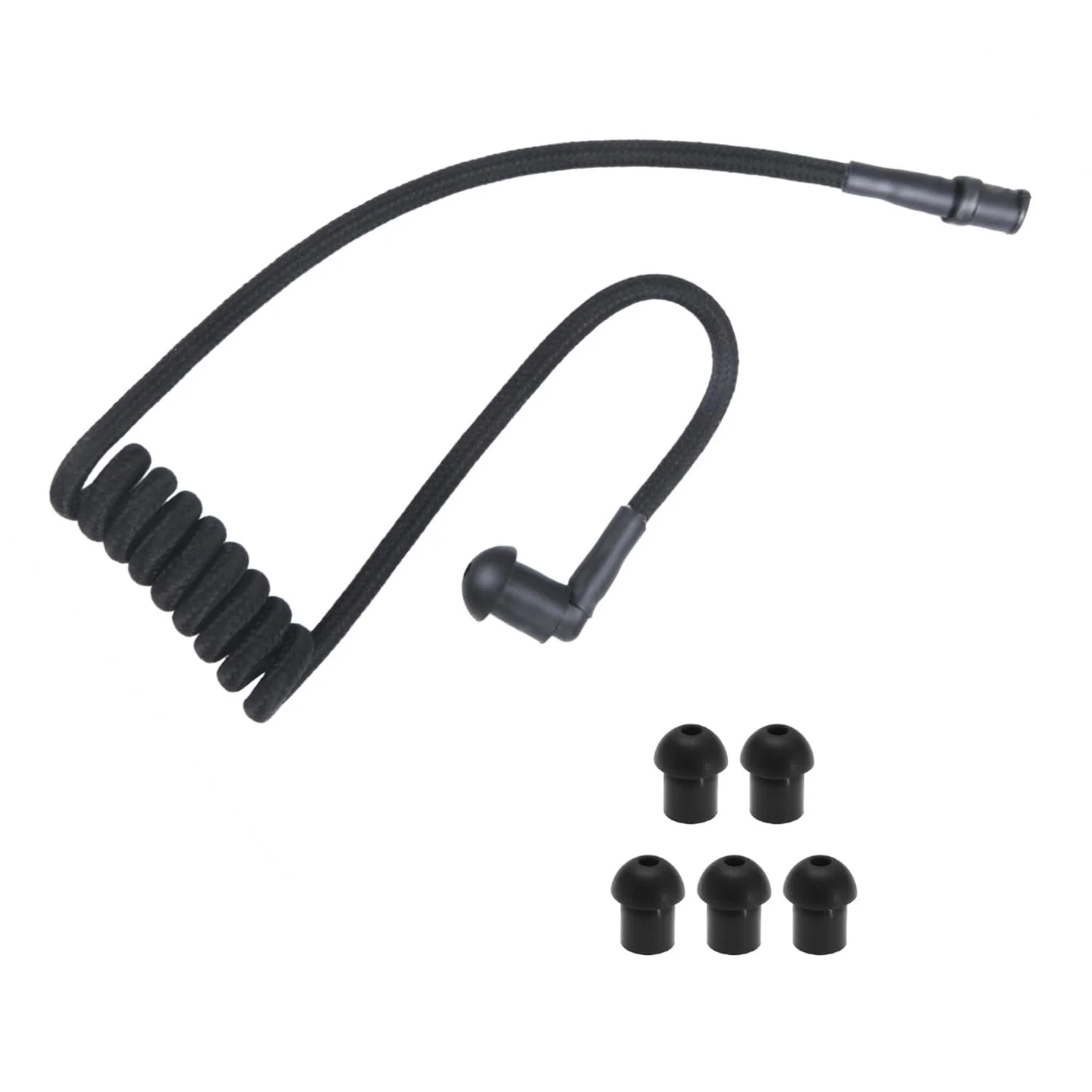 Radio Earpiece Accessories Braided Acoustic Coil Tube Kinitted Fabric Nylon Moisture-Resistant Replacement with Ear Piece Tips (Black) Black
