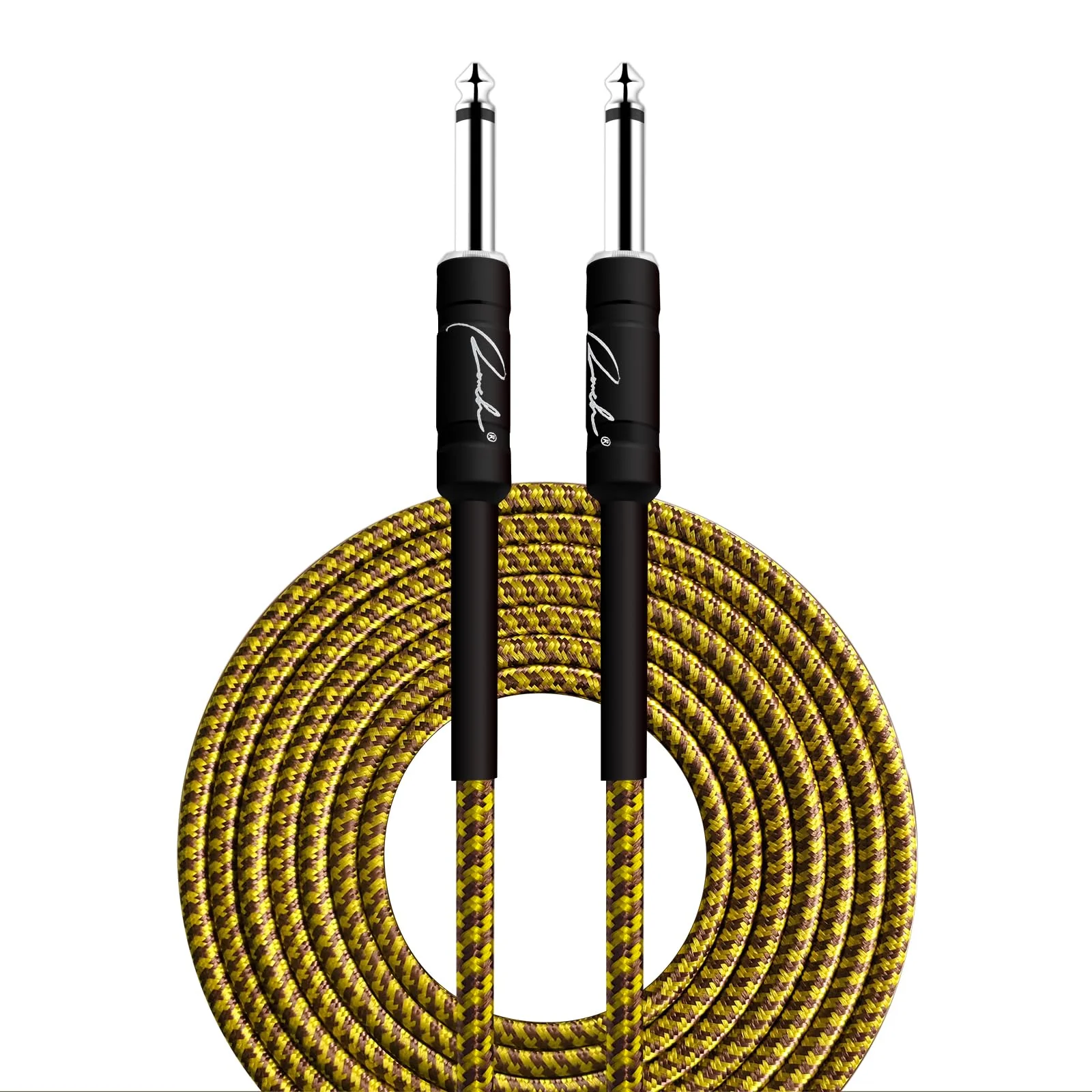Ranch Guitar Cable 20 ft Coild Electric Instrument Cables Bass AMP Cord 1/4 Straight to Straight for Electric, Bass Guitar, Mandolin, Pro Audio - Gold 20FT