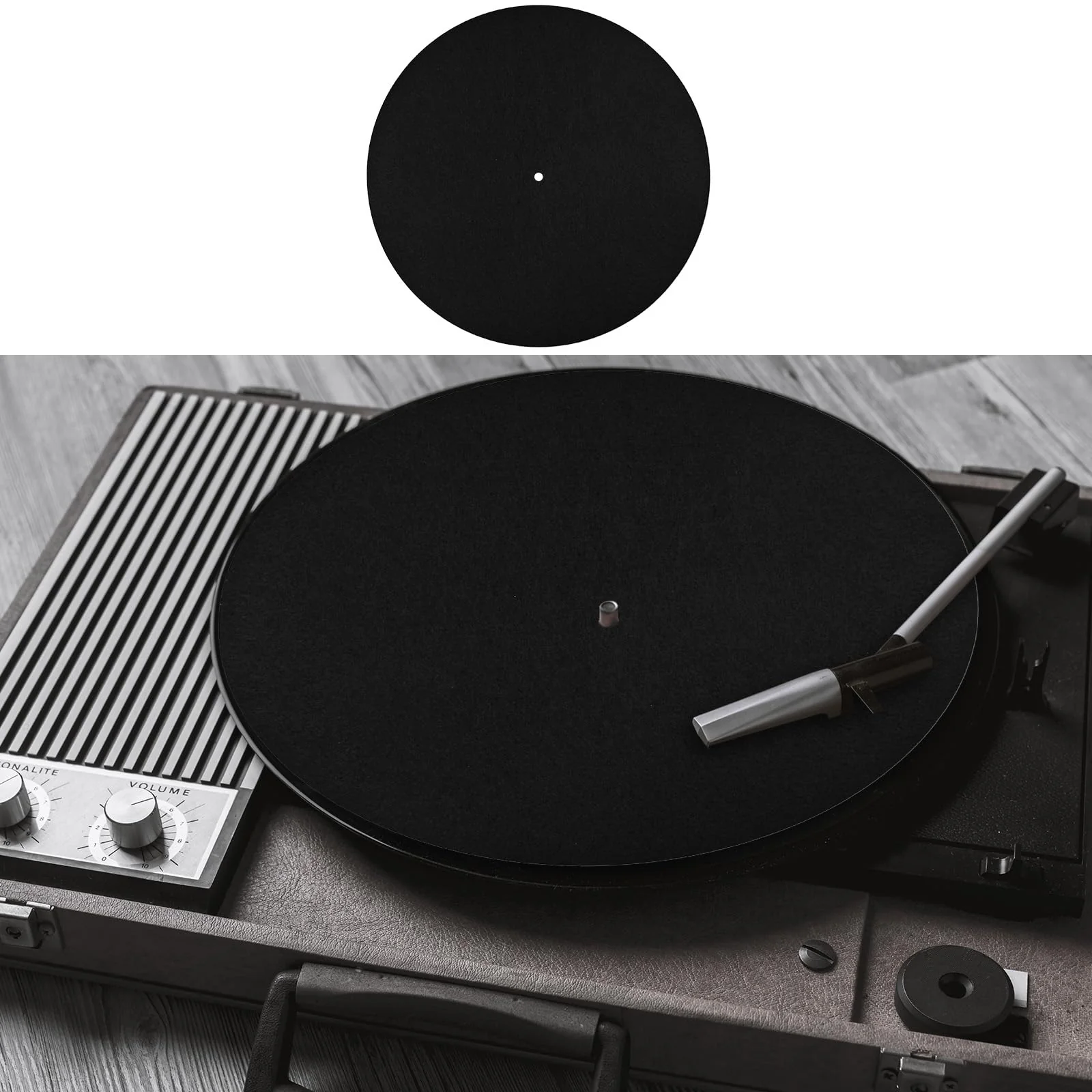 Record Player Mat, 12in Anti-Slip & Anti-Static Felt Record Pad Turntable Slipmat Wool Turntable Platter Mat Vinyl Record Player Protective Mat for Home Record Players (Black) - Image 6
