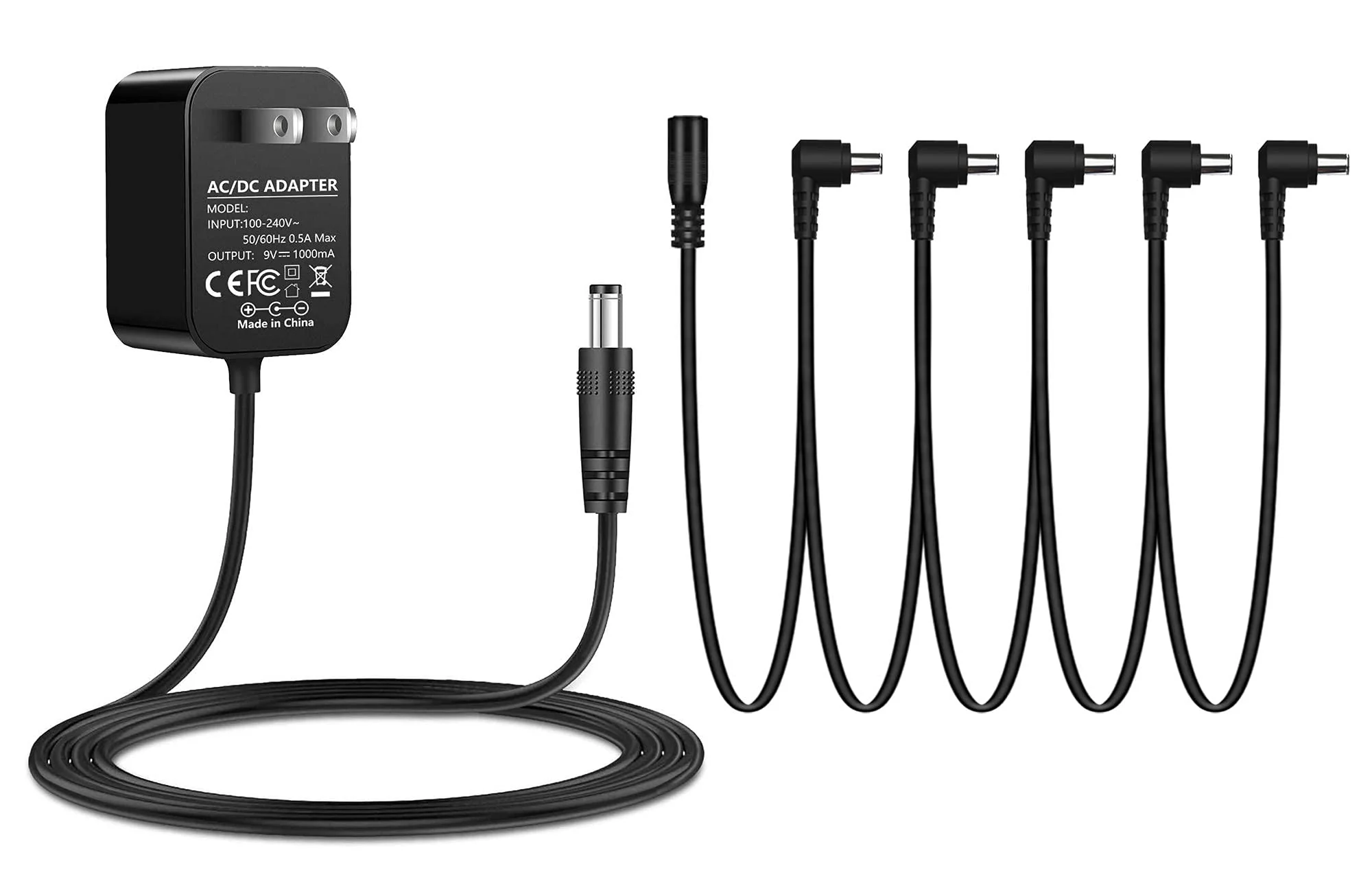 Replacement for 9V Guitar Pedal Power Supply UL Tested 9 Volt Power Supply for Guitar Pedals,1A Tip Negative with 5 Way Daisy Chain Power Cable - Image 8