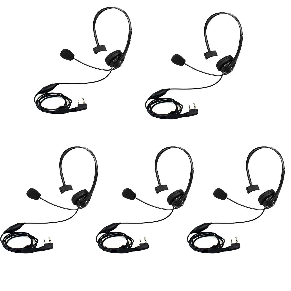 Retevis Overhead Walkie Talkie Headset with Boom Mic, 2 Pin, for RT22 RT68 RT21 H-777 RT86 RT19 RB26 RB45, Compatible with Kenwood Arcshell Walkie-Talkie, Two Way Radio Headset(5 Pack)