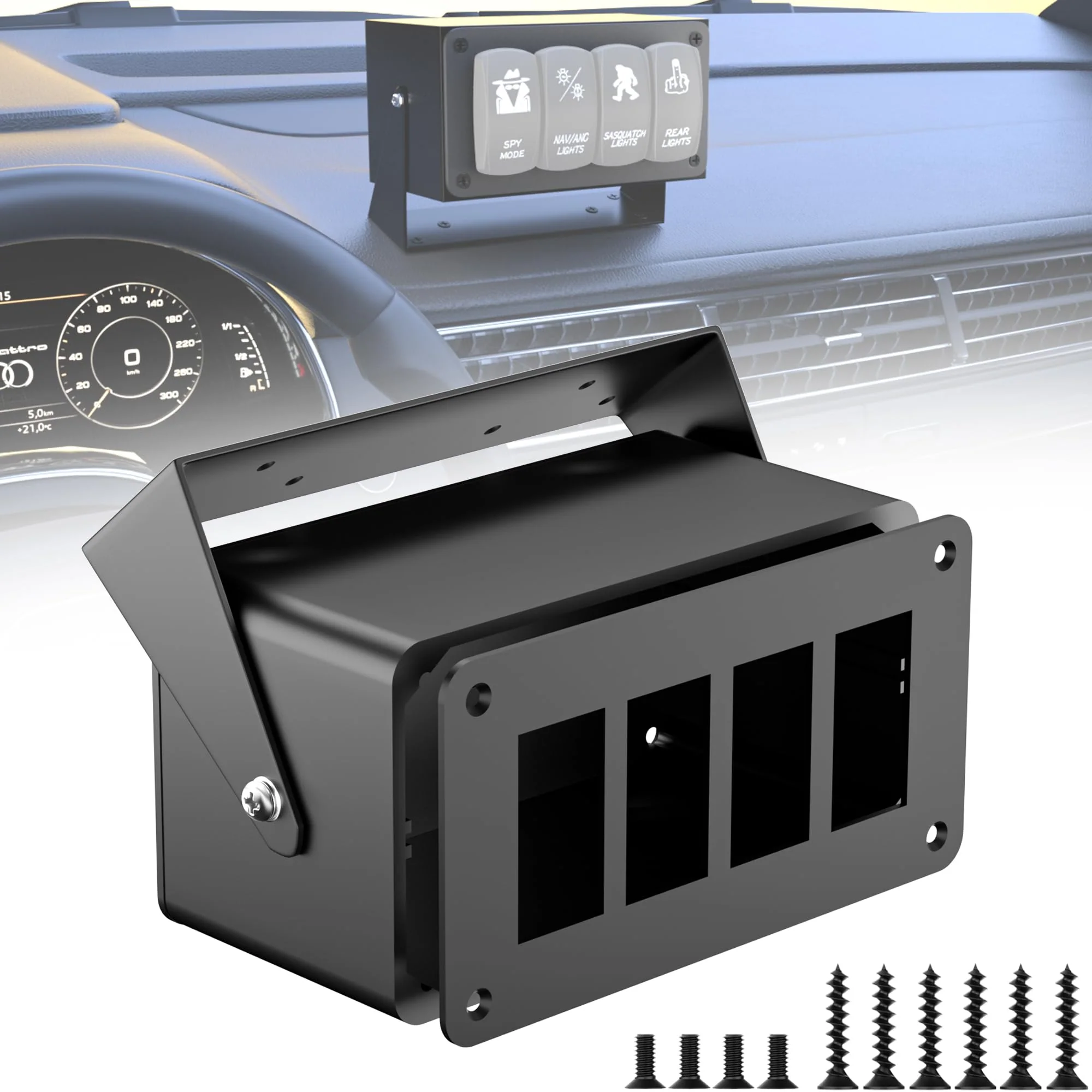 Rocker/Toggle Switch Box - 4 Gang Switches Installation housing for Pickup Truck Car UTV Off Road Marine… (Medium-4 Gang) Medium-4 Gang