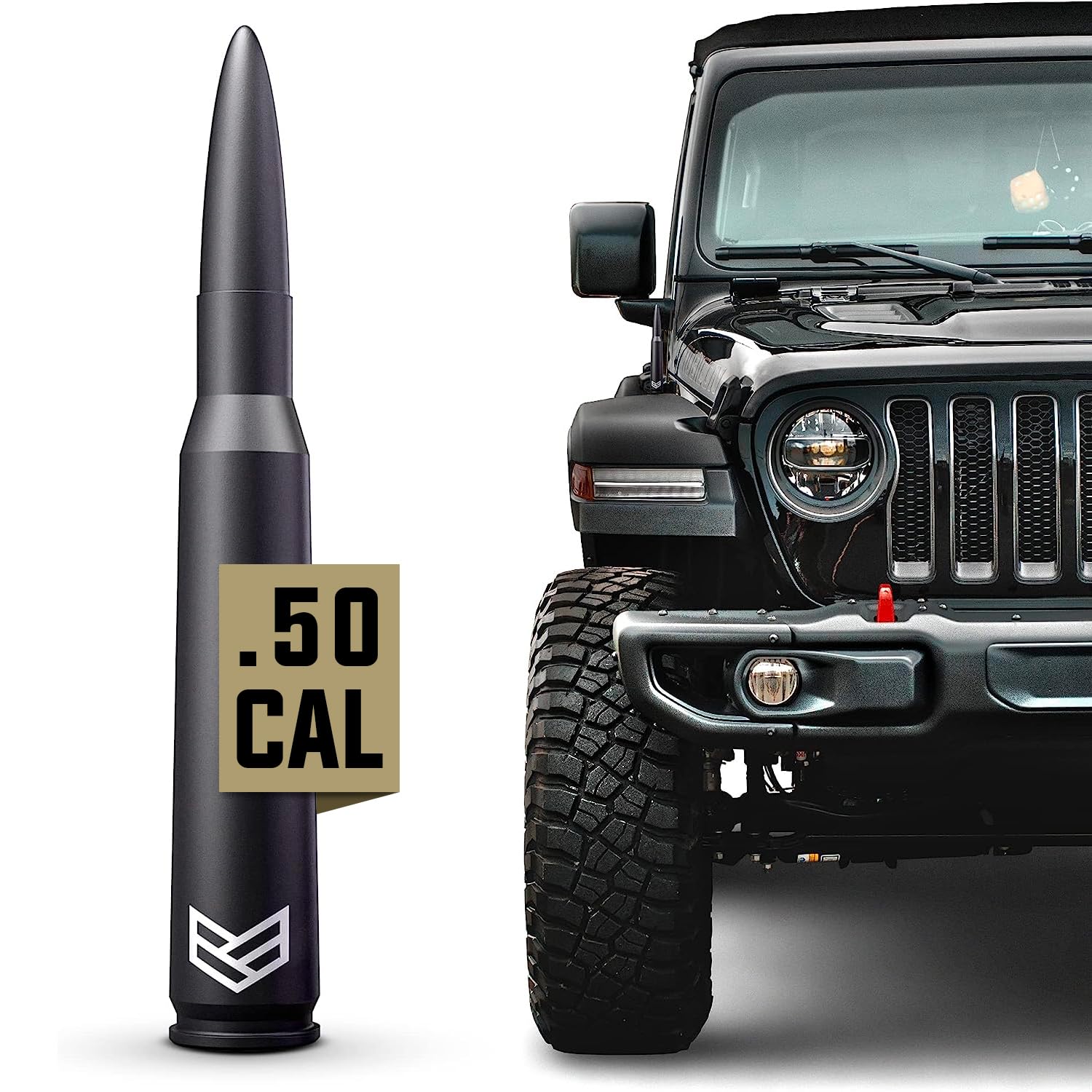 RONIN FACTORY - 50 Cal Bullet Antenna for Jeep Wrangler Gladiator Sahara Rubicon, Jeep Wrangler Accessories, Jeep Gladiator Accessories, Replacement Radio Antenna (2007-2023 JK JL) Jeep Bullet Antenna 2007-2023 (Standard)