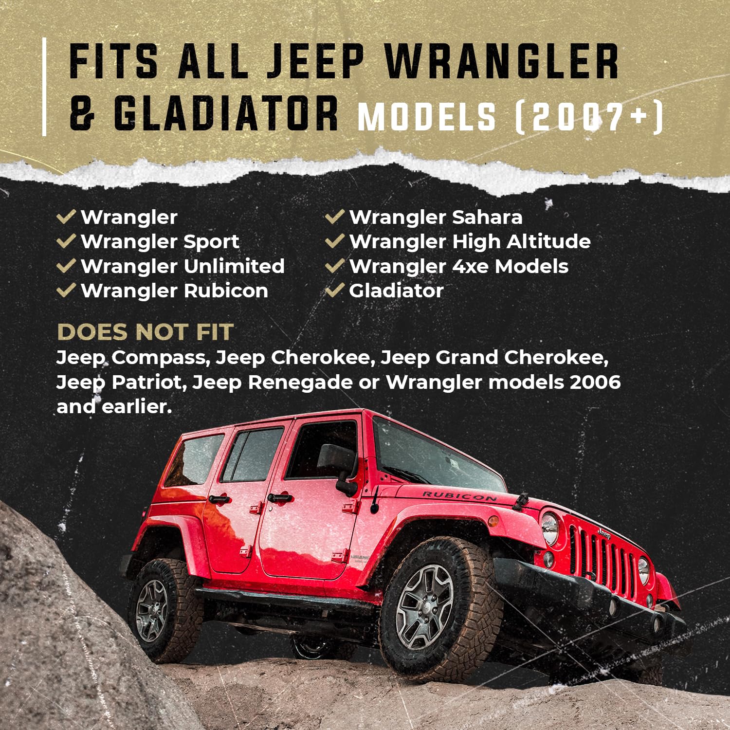 Ronin Factory Short Replacement Antenna for Jeep Wrangler Accessories Rubicon Jeep Gladiator Accessories Sahara Sport 4xe JK JL 2007-2023 Anti-Theft Design - Carwash Safe 8 Inch TuffLock 8 Inch TuffLock Antenna - Image 2
