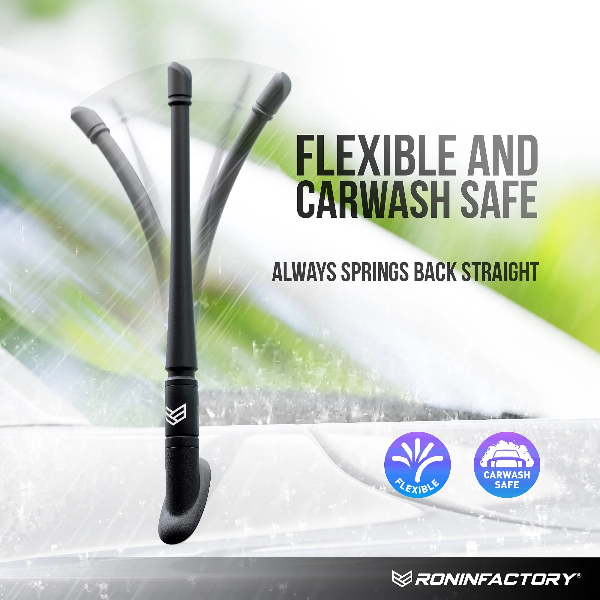 Ronin Factory Short Replacement Antenna for Jeep Wrangler Accessories Rubicon Jeep Gladiator Accessories Sahara Sport 4xe JK JL 2007-2023 Anti-Theft Design - Carwash Safe 8 Inch TuffLock 8 Inch TuffLock Antenna - Image 5