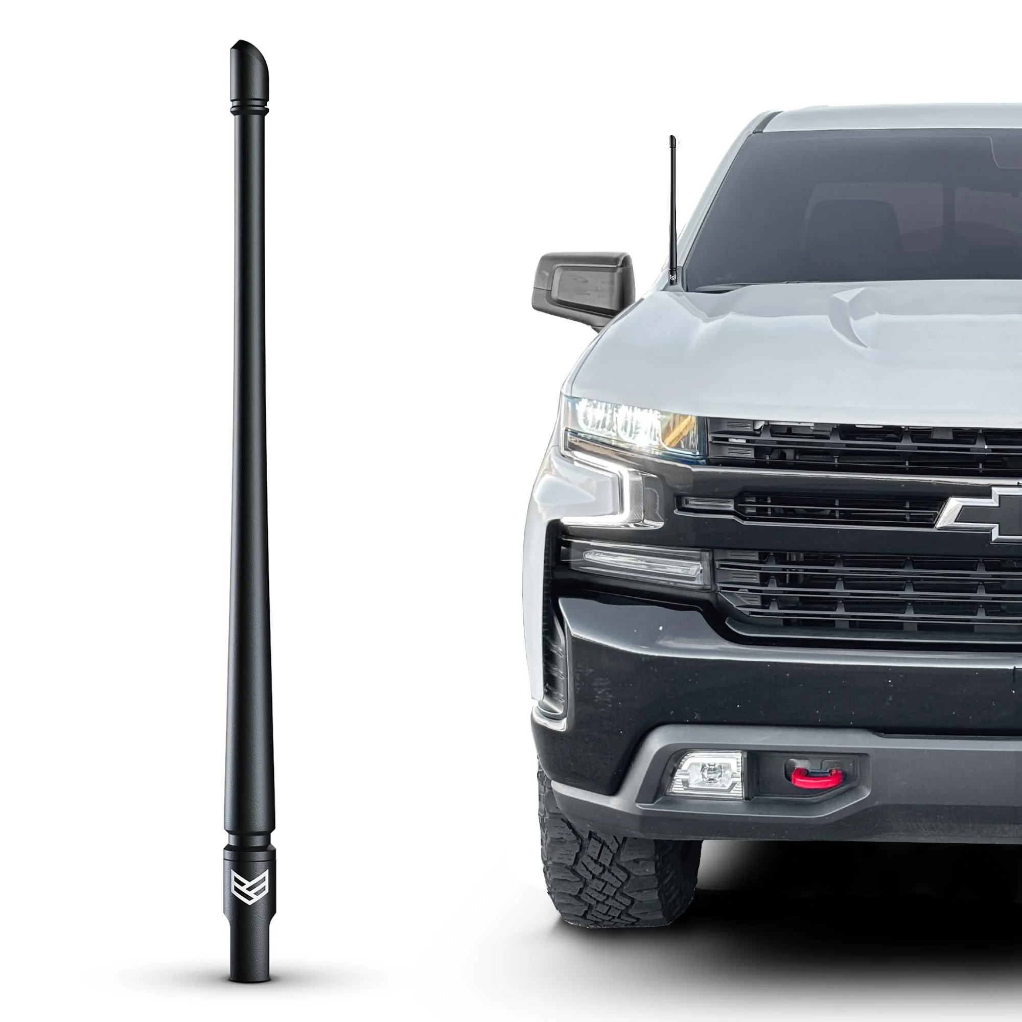 RONIN FACTORY Truck Antenna for Chevy Silverado & GMC Sierra Accessories 2014+ Anti Theft - Carwash Safe Short Replacement Antenna (12 Inch Flexible) 12 Inch TuffLock - 2014+ Chevy/GMC