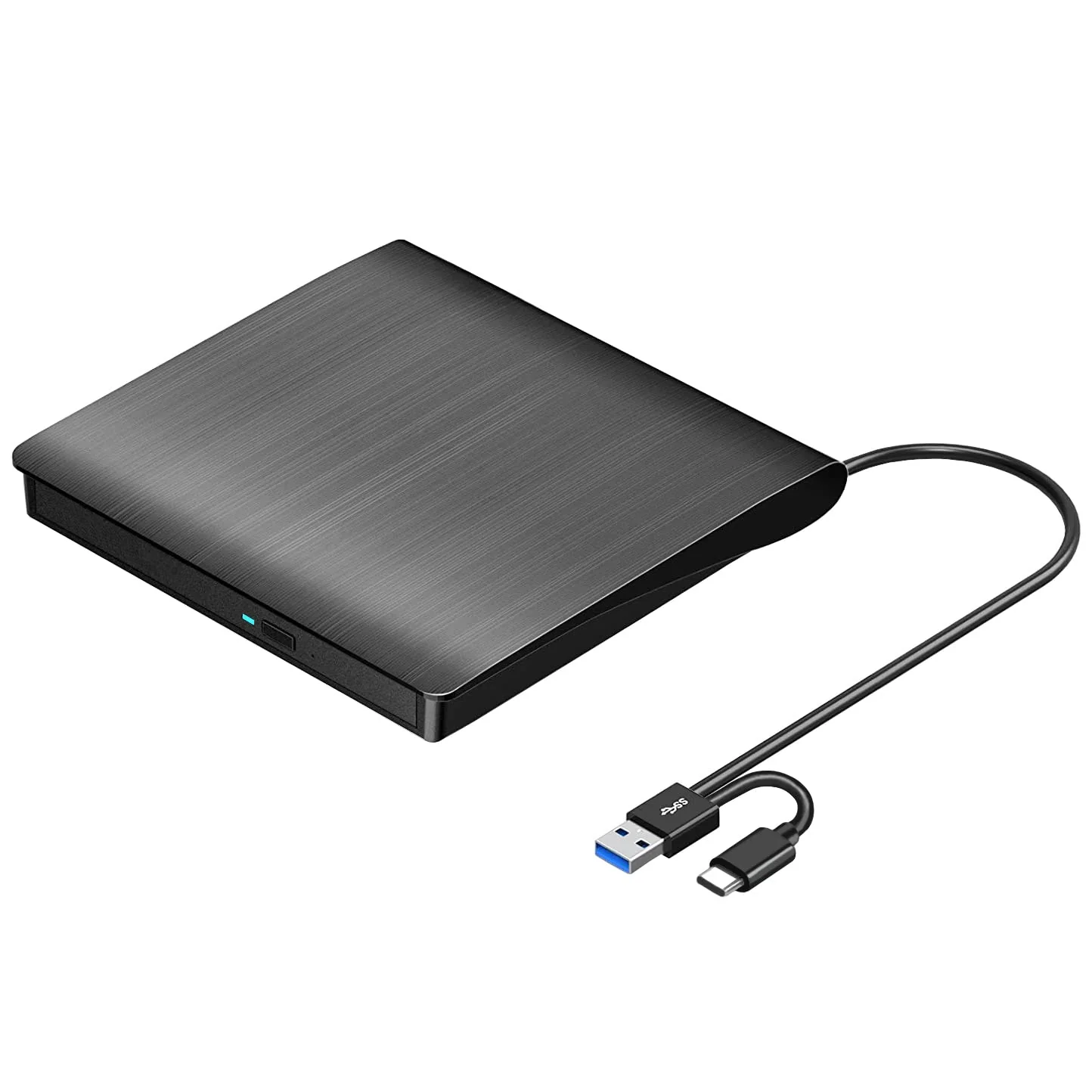 ROOFULL External CD/DVD Drive for Laptop, USB 3.0 & USB-C Portable CD/DVD-RW Player Reader Writer Burner, Optical Disc Drive for Windows 11/10 PC, Mac, MacBook & Linux Computer, Model ECD829-Y 2 In 1
