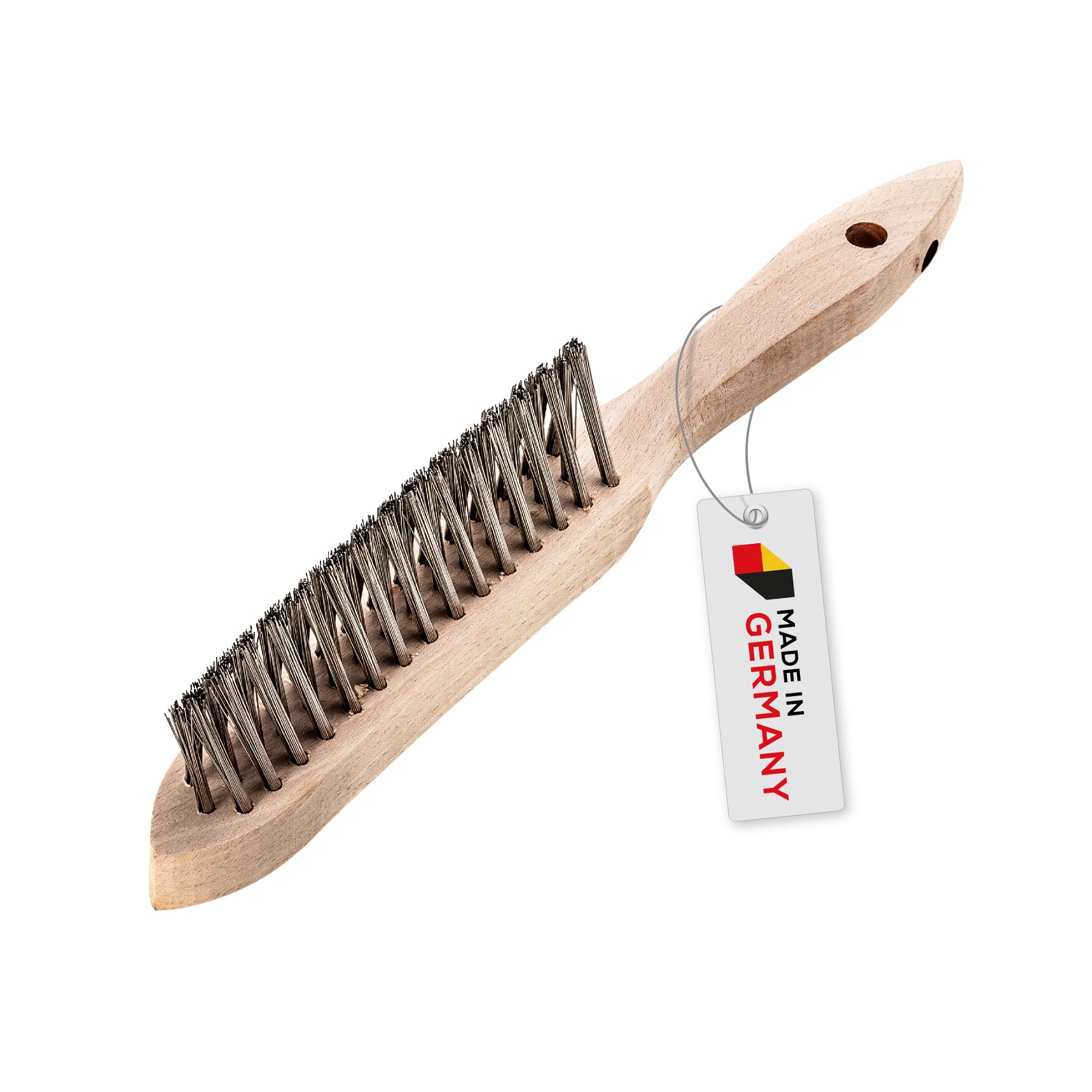 ROTHENBERGER Industrial Scratching Brush Weed Wire Brush Grill Brush Metal Brush Fillet Brush Hand Wire Brush 3 Rows 28 cm Long with Wooden Handle Weed brush