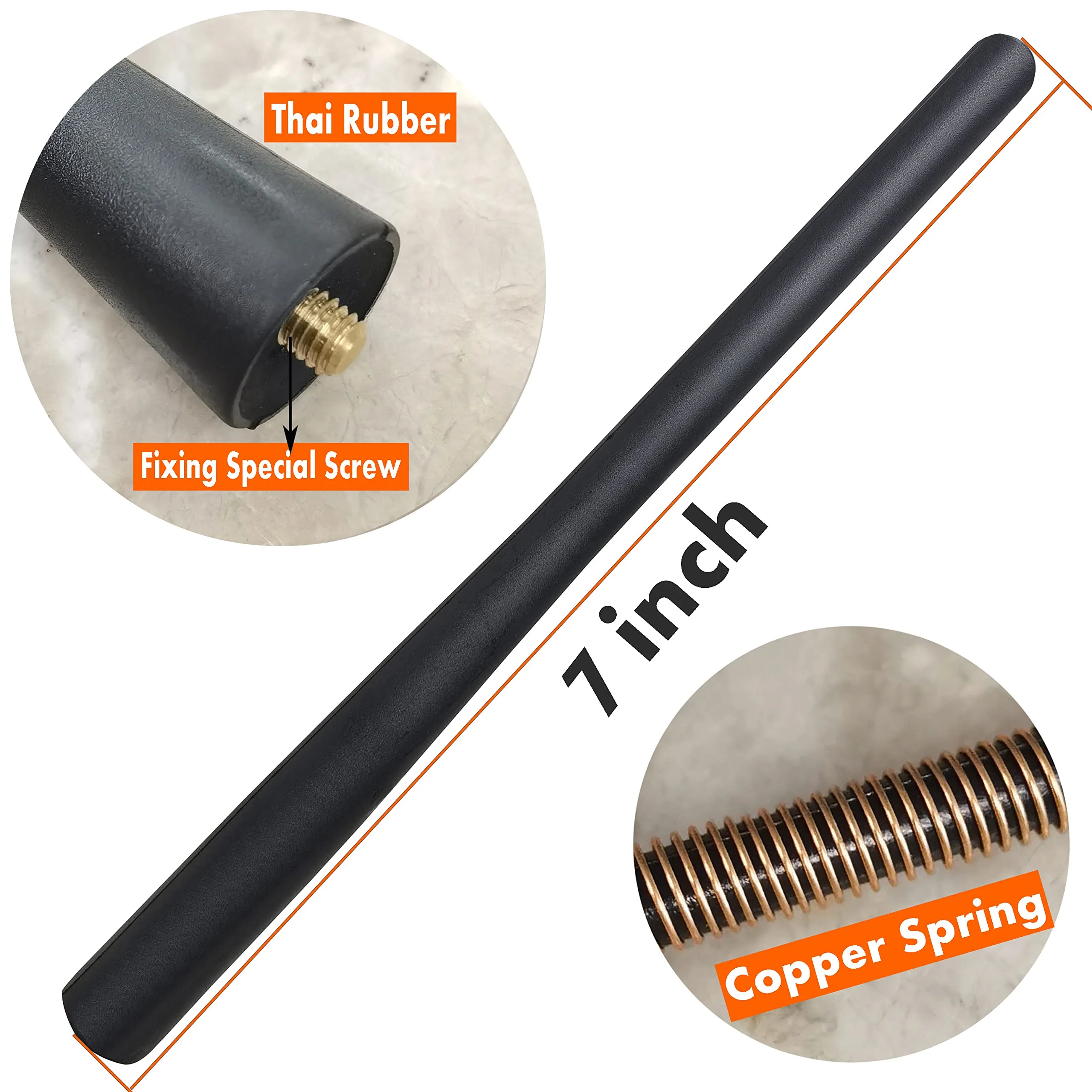 Rubber Antenna for Toyota Corolla (2003-2008), Toyota Corolla Antenna - 7 Inch Car Wash Proof, Internal Copper Coil Antenna Mast Replacement - Image 2