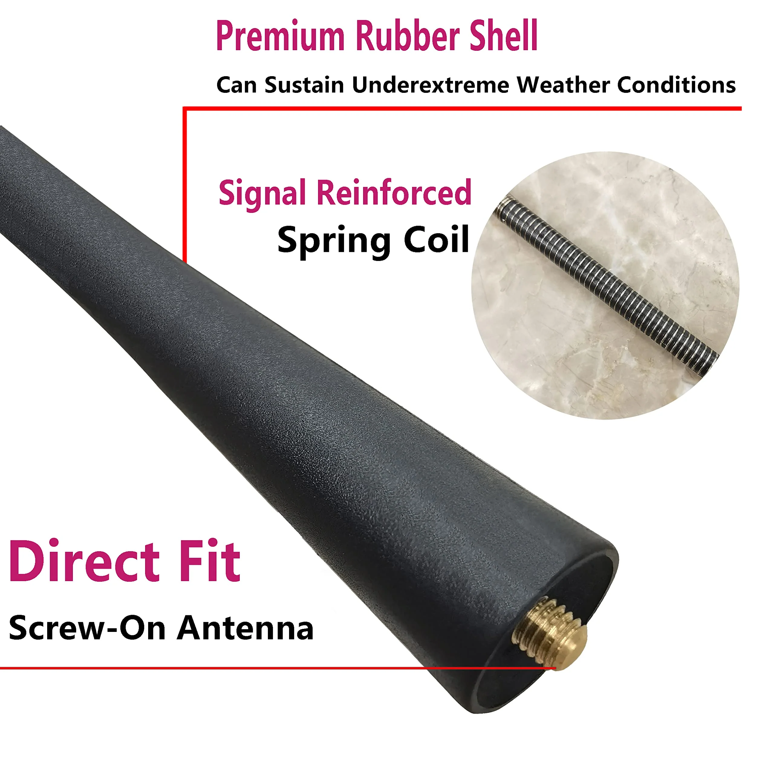 Rubber Antenna for Toyota Corolla (2003-2008), Toyota Corolla Antenna - 7 Inch Car Wash Proof, Internal Copper Coil Antenna Mast Replacement - Image 7