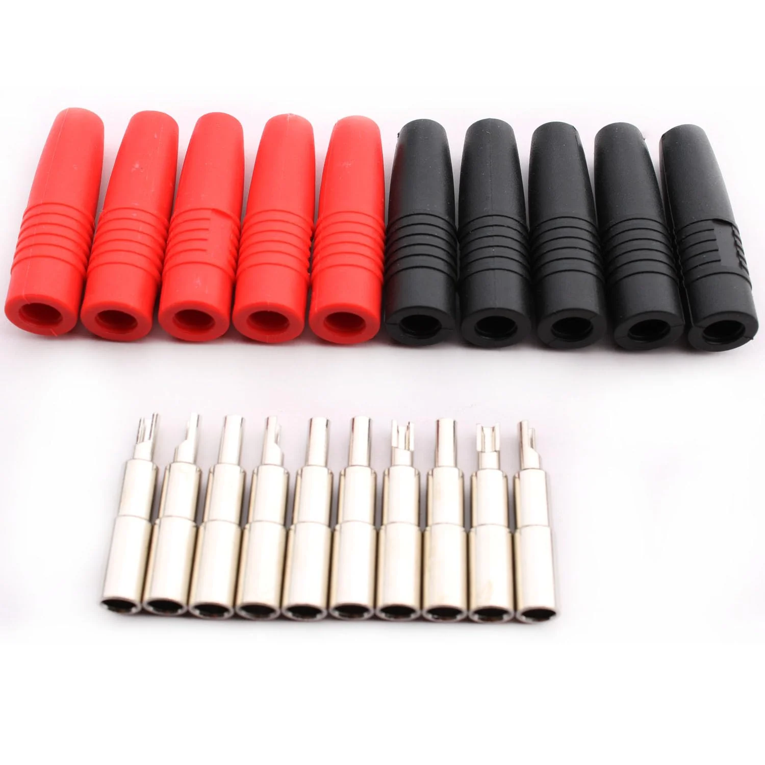 RUNCCI-YUN 10Pcs Insulated Female Banana Plug Solder Banana Plugs socket for Male Banana Plug Cable Connector(Black/Red)