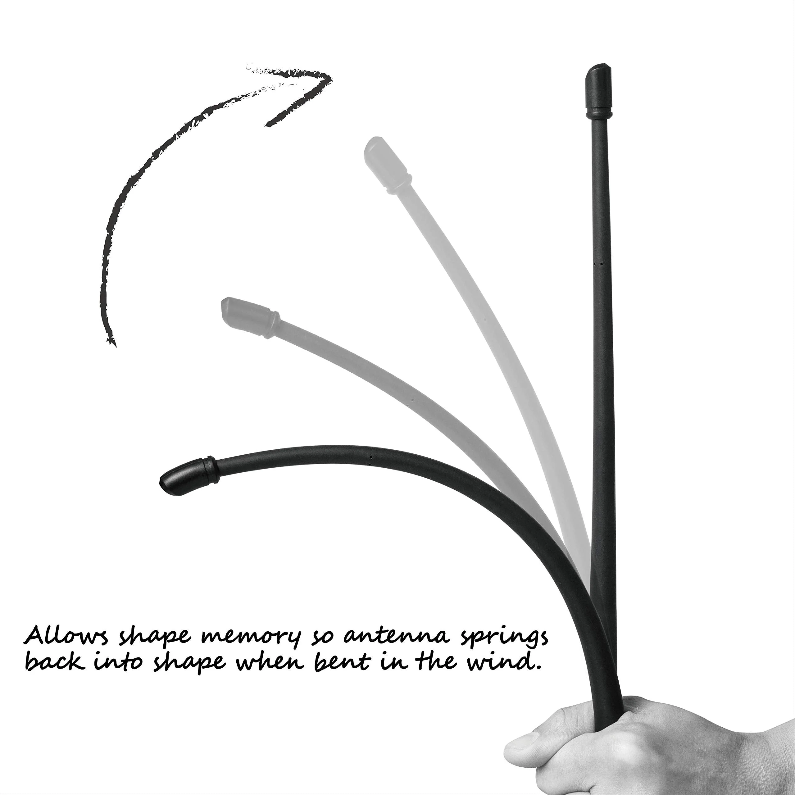 RYDONAIR Antenna Compatible with Jeep Wrangler JK JKU JL JLU Rubicon Sahara Gladiator 2007-2024 | 13 inches Flexible Rubber Antenna Replacement | Designed for Optimized FM/AM Reception Jeep Wrangler 2007+ - Image 5