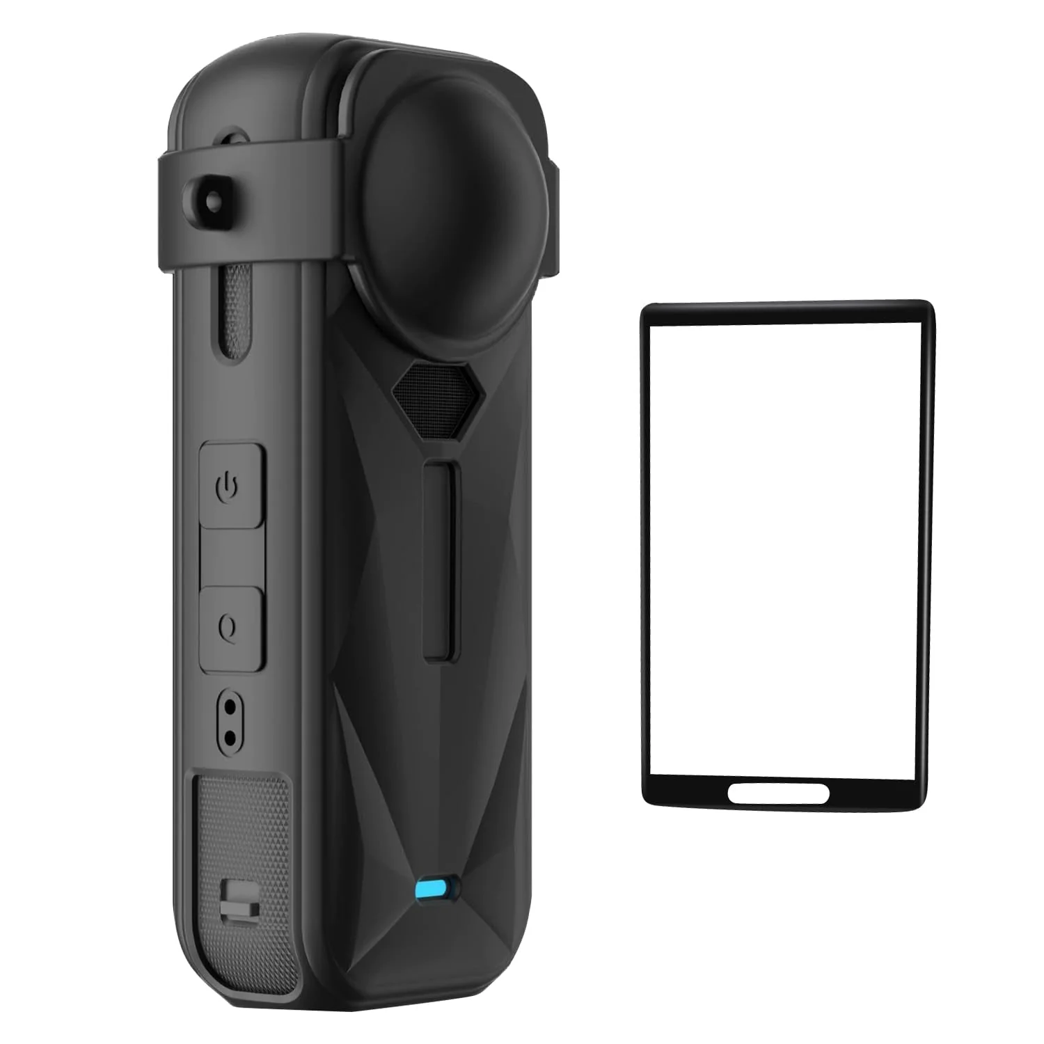 Screen Protector+Lens Cap+Silicone Case for Insta 360X5,Protective Silicone Cover for Insta360X5 Combo Accessories(Black)