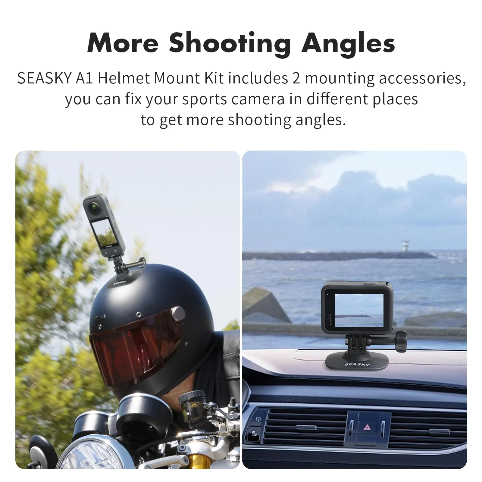 SEASKY [2Pack] A1 Flexible Adhesive Mount Kit Helmet Base for insta360 X4 X3 X2 One X RS for GoPro Max 360 Panoramic Camera Hero 12/11/10/9/8 Sports Camera Accessories for Any flat Curved surfaces - Image 3