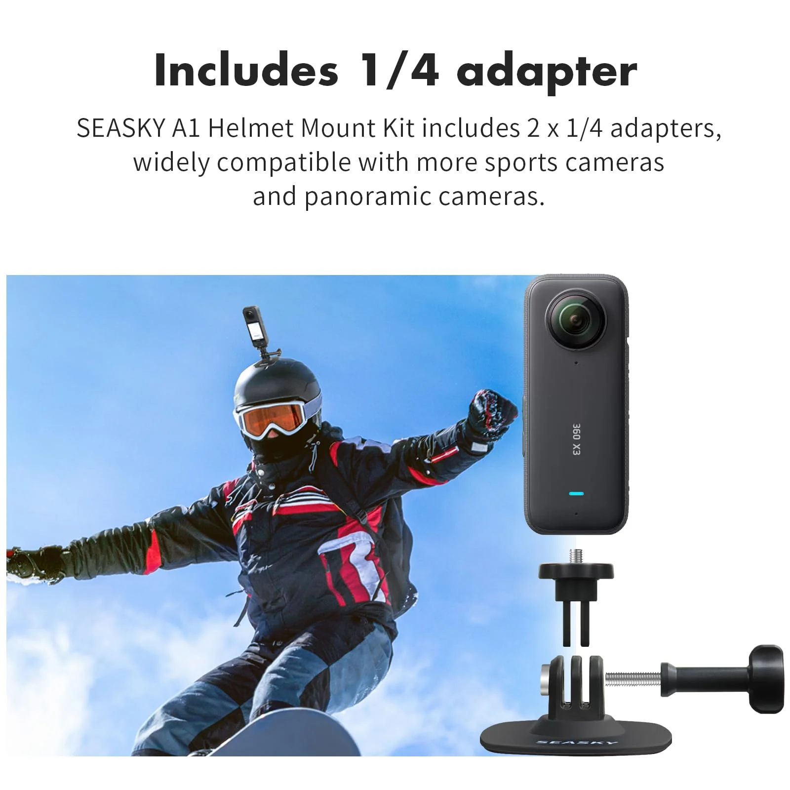 SEASKY [2Pack] A1 Flexible Adhesive Mount Kit Helmet Base for insta360 X4 X3 X2 One X RS for GoPro Max 360 Panoramic Camera Hero 12/11/10/9/8 Sports Camera Accessories for Any flat Curved surfaces - Image 4