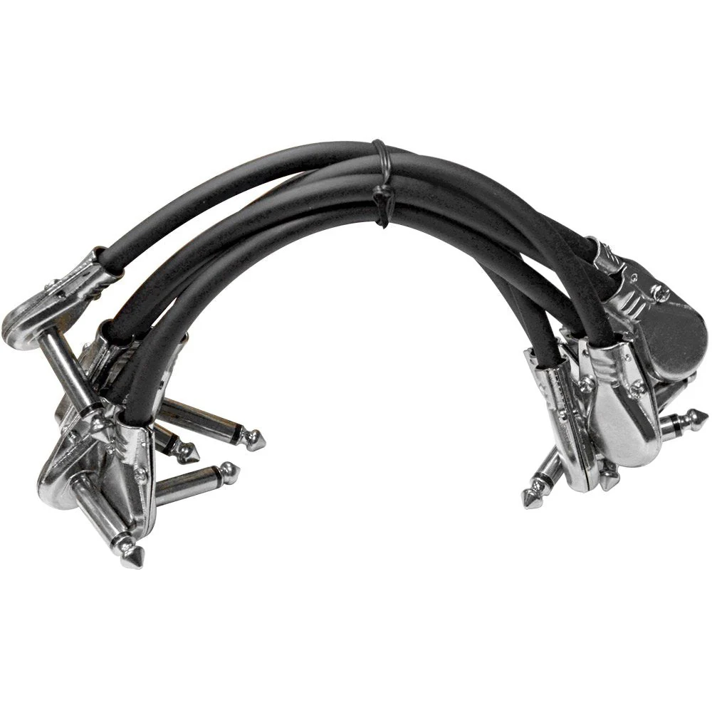 Seismic Audio - SAGPC6-RV - 6 Pack of Pedal Board Pro Effects Cables with Low Profile Right Angle Plugs