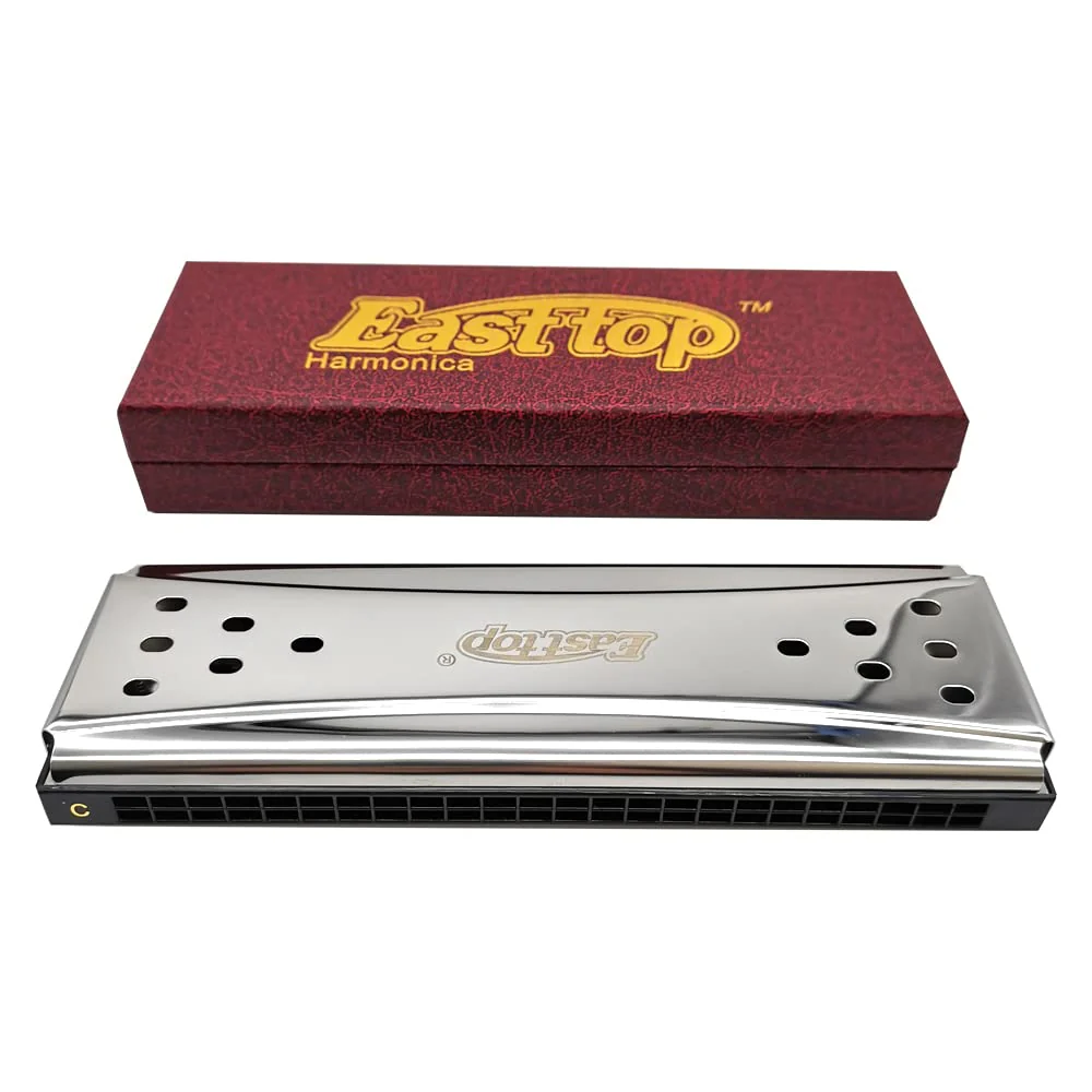 Selected Reeds 24Holes Double-sided Double-tone Harmonica, Advanced C-tone G-tone Polyphonic Harmonica for Beginners, Adults and Students with Wooden Box (24holes)