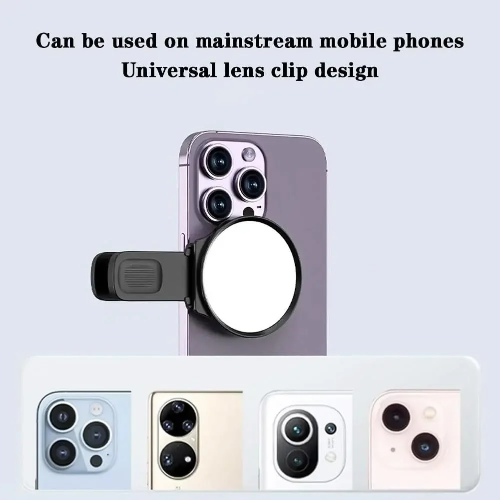 Selfie Mirror Compact Phone Mirror Universal Phone Clip for iPhone 15/14/13/12 Android Samsung Smartphone Selfie Vlog Accessories - Image 4