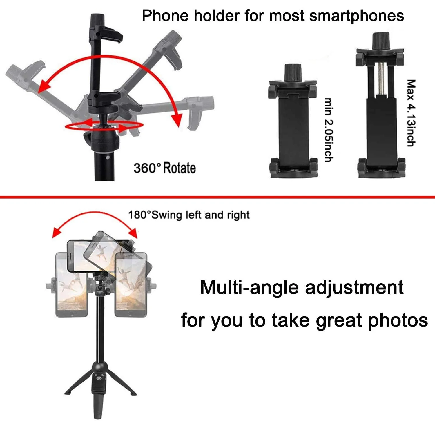 Selfie Stick, 40 inch Extendable Selfie Stick Tripod,Phone Tripod with Wireless Remote Shutter Compatible with iPhone 13 12 11 pro Xs Max Xr X 8Plus 7, Android, Samsung Galaxy S20 S10 and More - Image 5